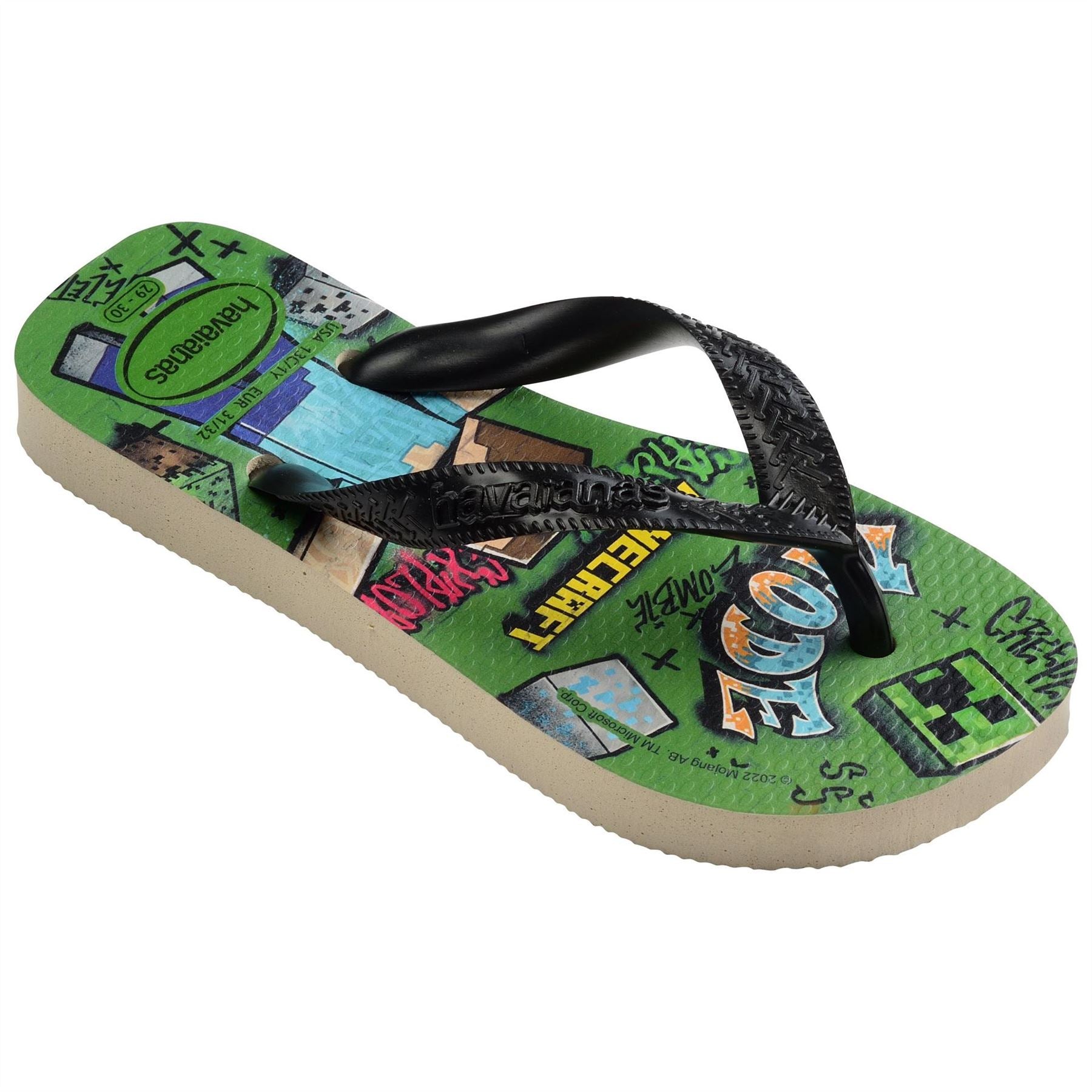 Havaianas Womens Hav. Kids Minecraft Beige 35 36 Flip Flops