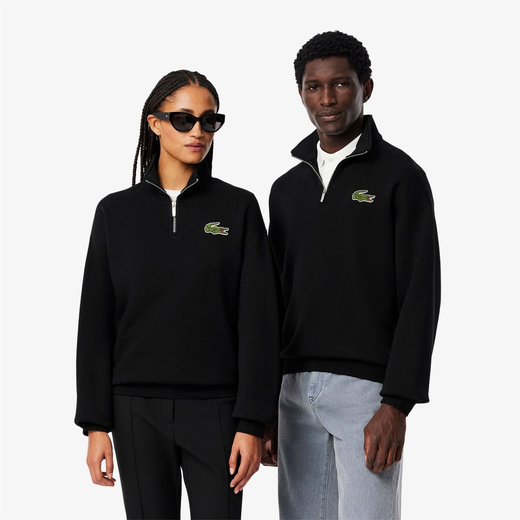 Lacoste Fit Zip Neck Badge Accent Sweatshirt