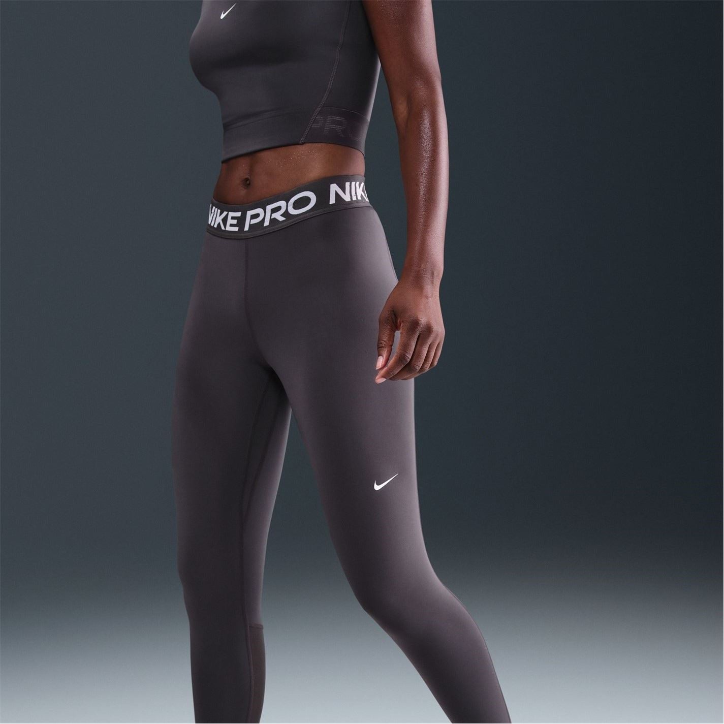 Nike Womens Pro Mid Rise Mesh Panelled Leggings