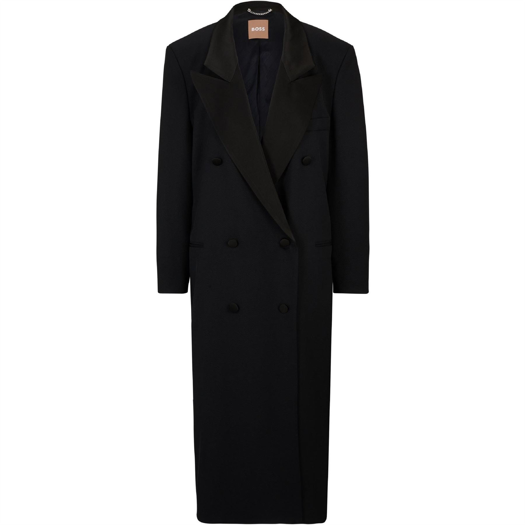 Boss Solid Patterned Waxed Jacket with Lapel Collar