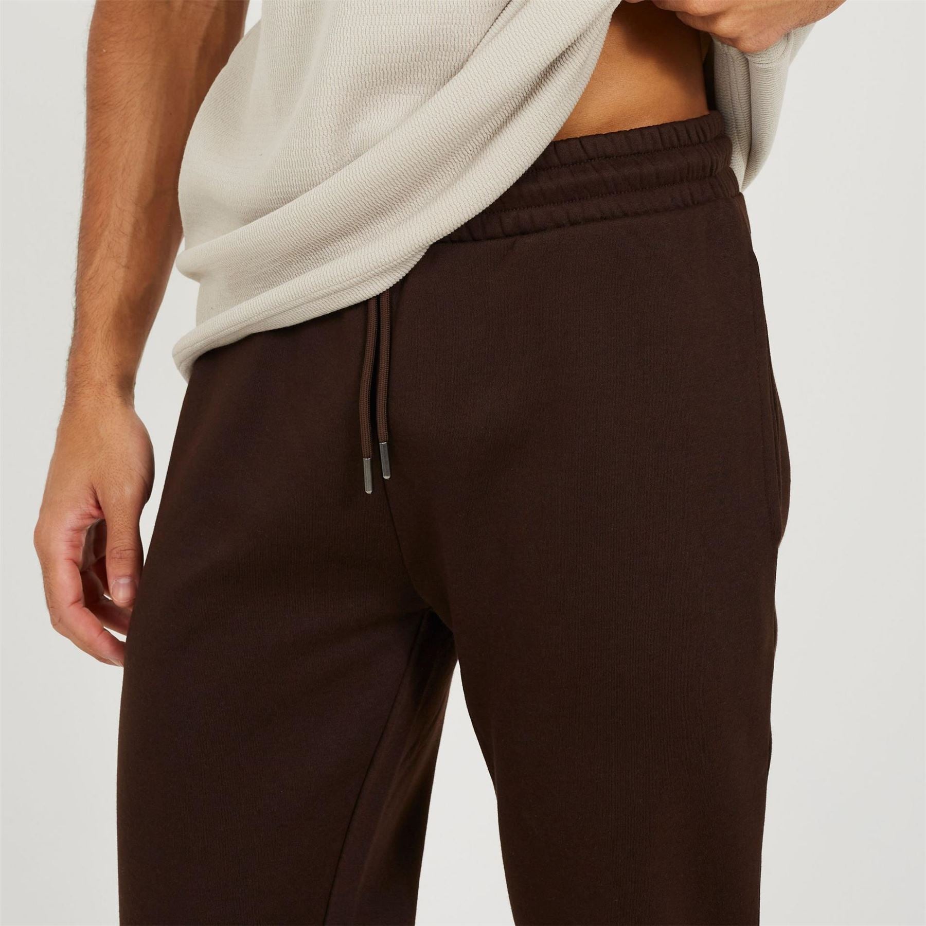 Brave Soul Straight Leg Open Hem Fleece Jogging Bottoms