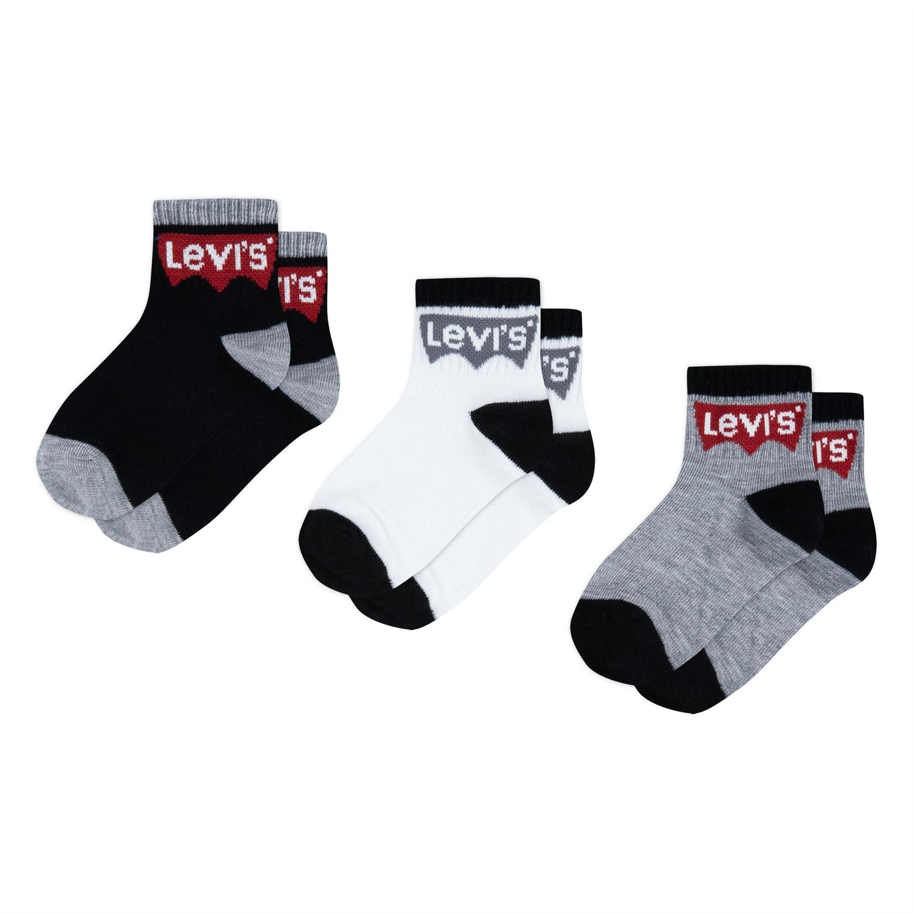Levis 3 Pack Of Quarter Crew Socks Juniors
