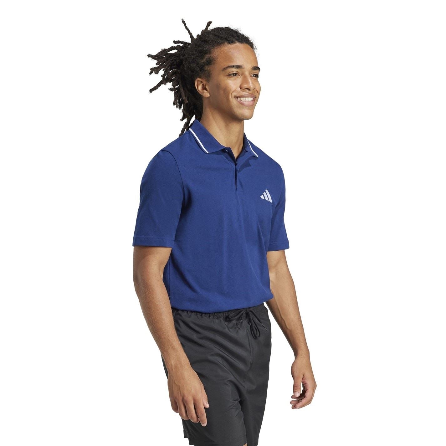 adidas Mens Essentials Cotton 3 Stripes Polo Shirt