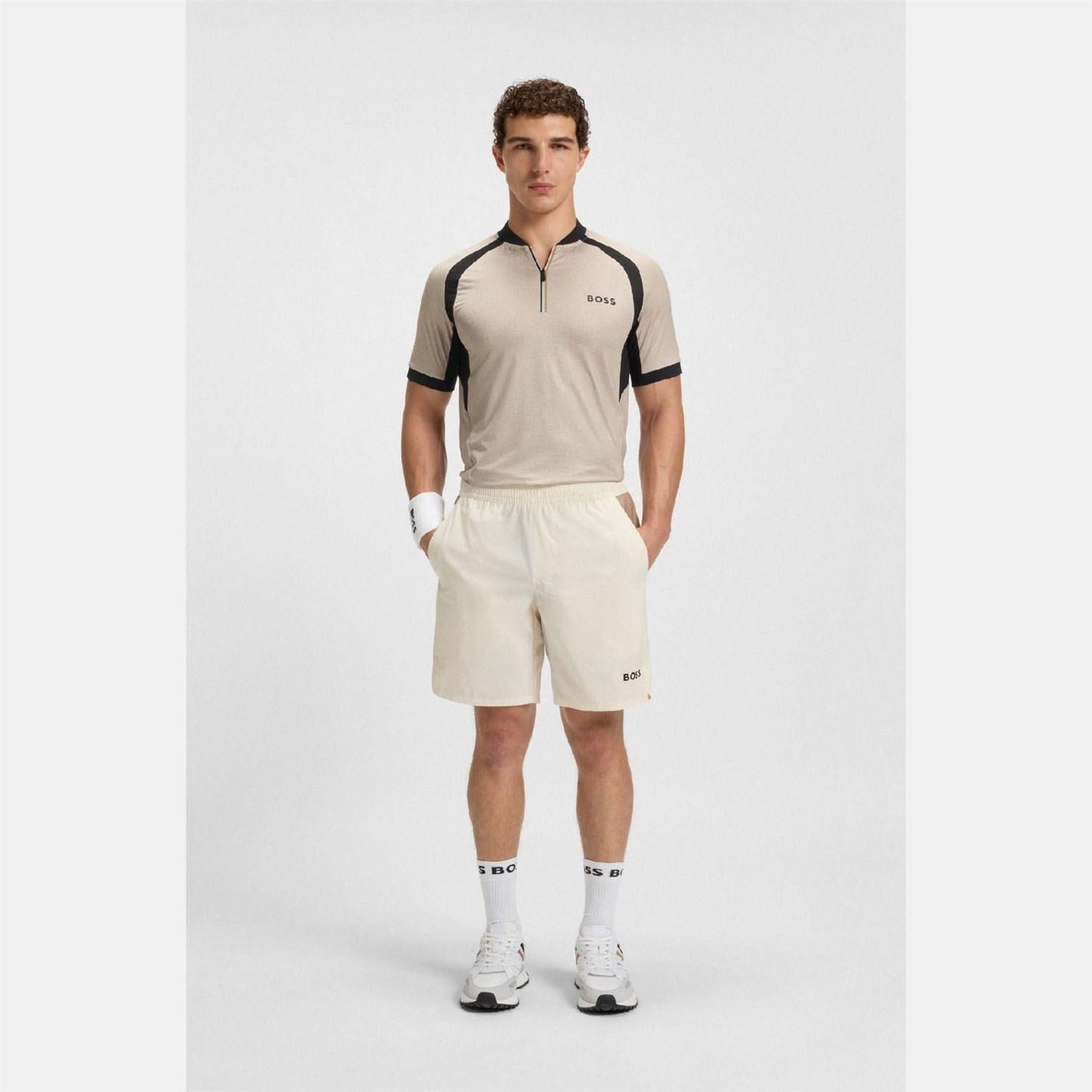 Boss Matchball Zip Neck Mesh Polo Shirt