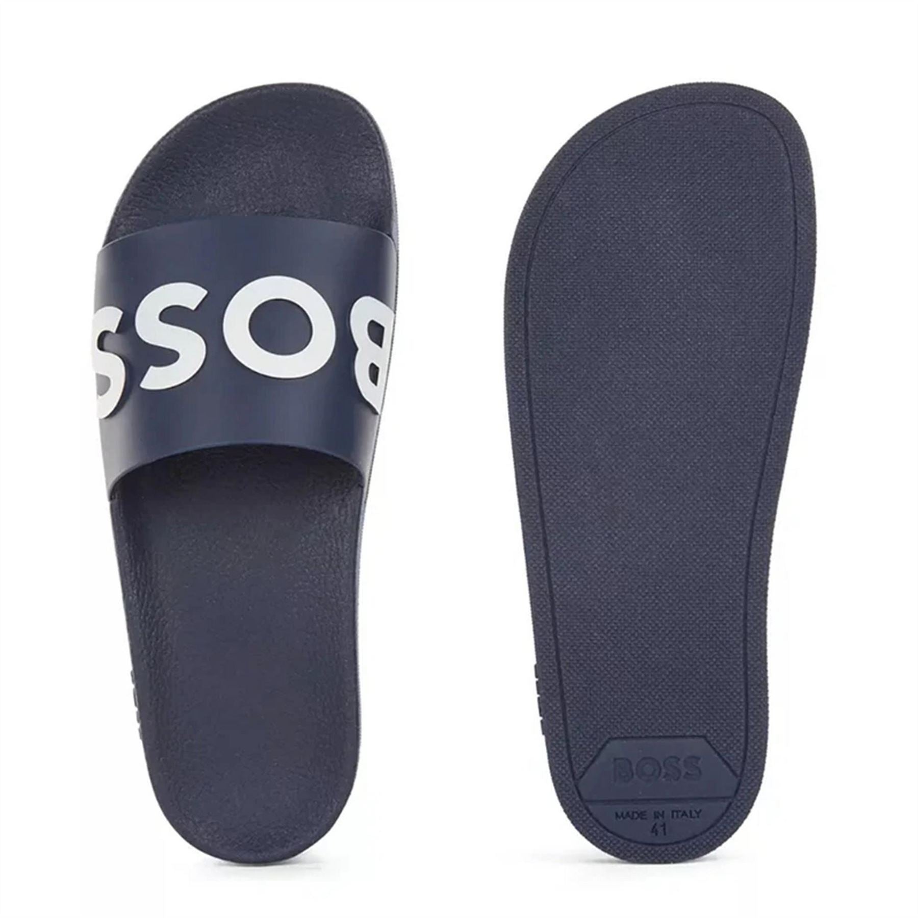 Boss Bay Logo Sliders, Branding Strap Sandals