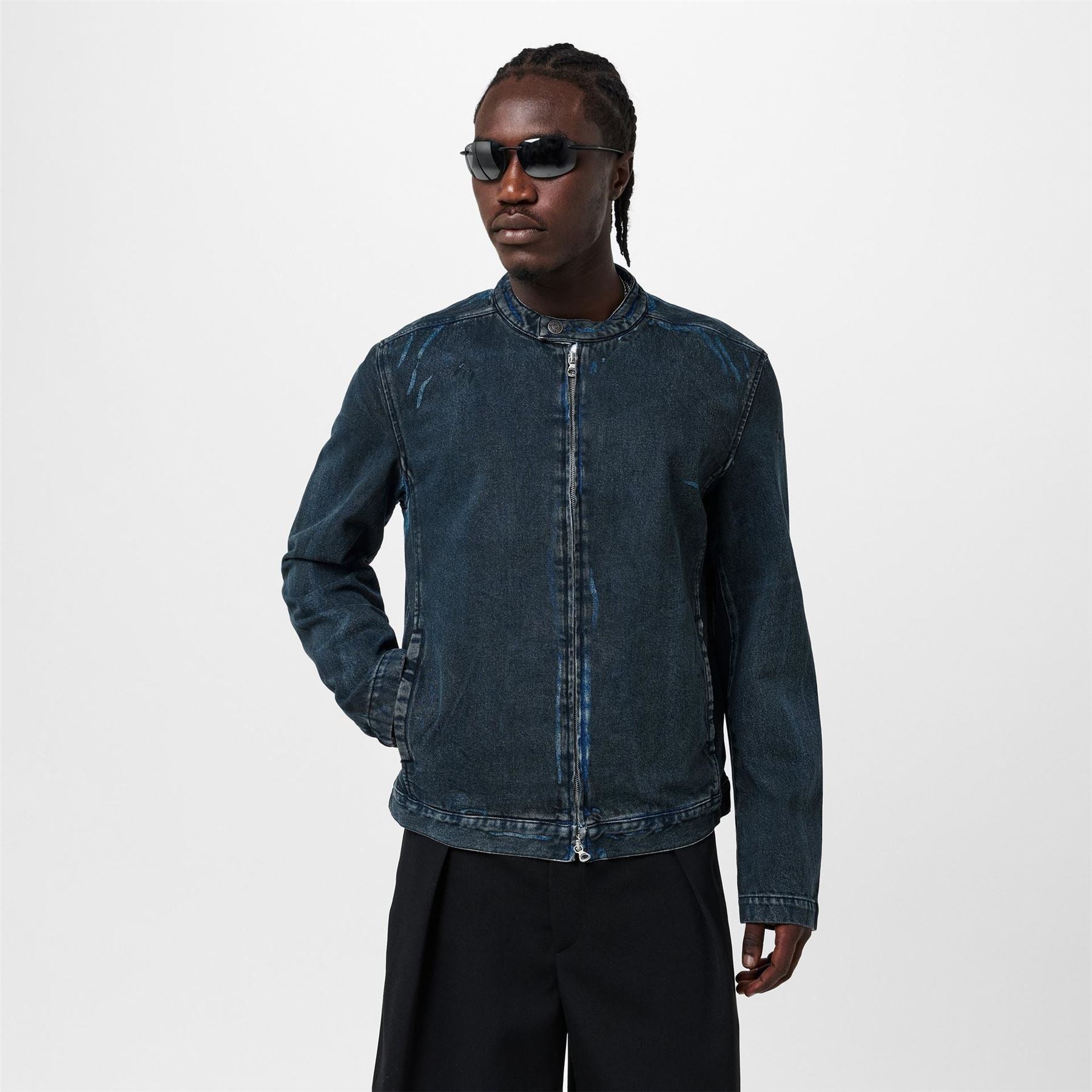 Diesel Glory Mock Neck Denim Bomber Jacket
