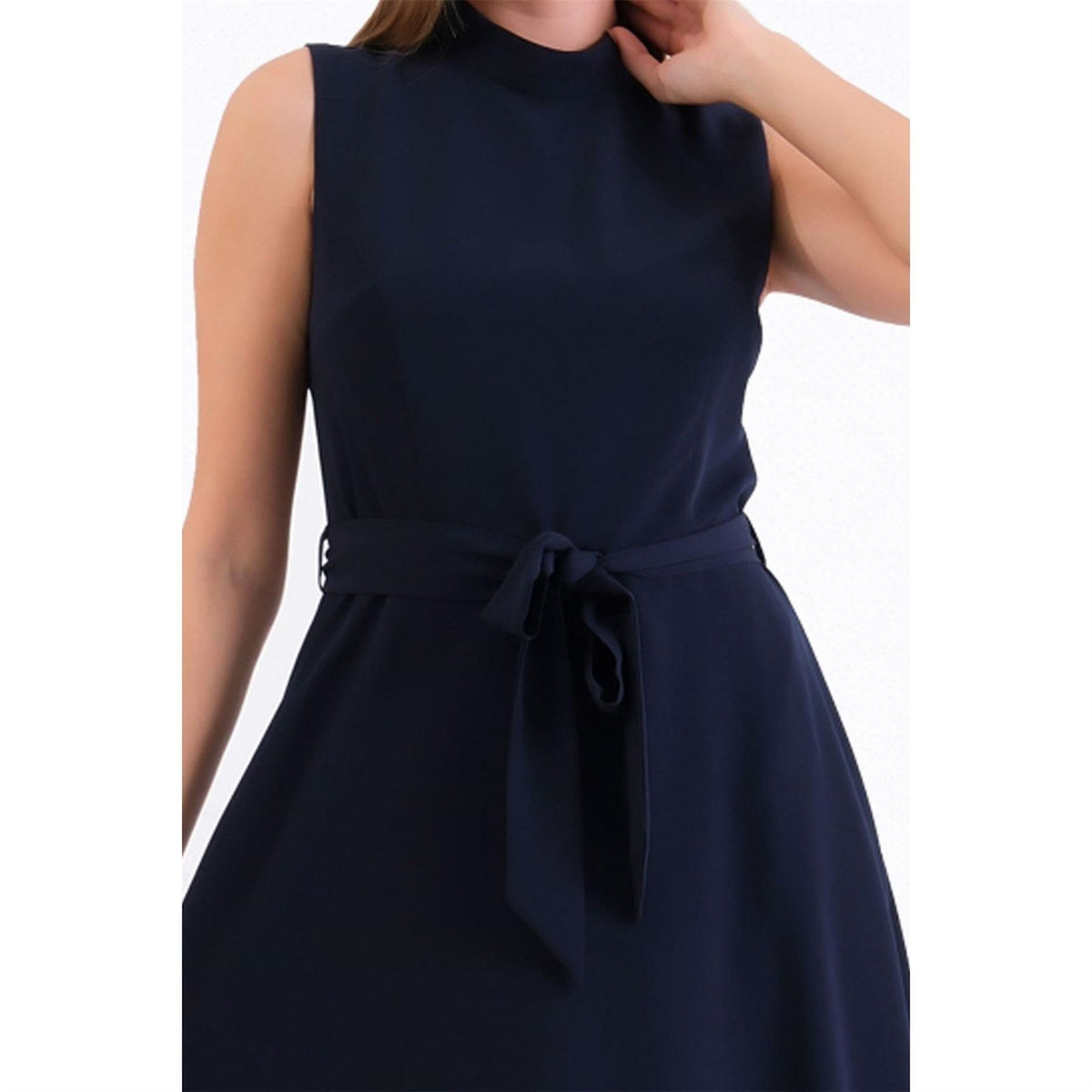 Ella Boo Navy Belted sleevless Dress