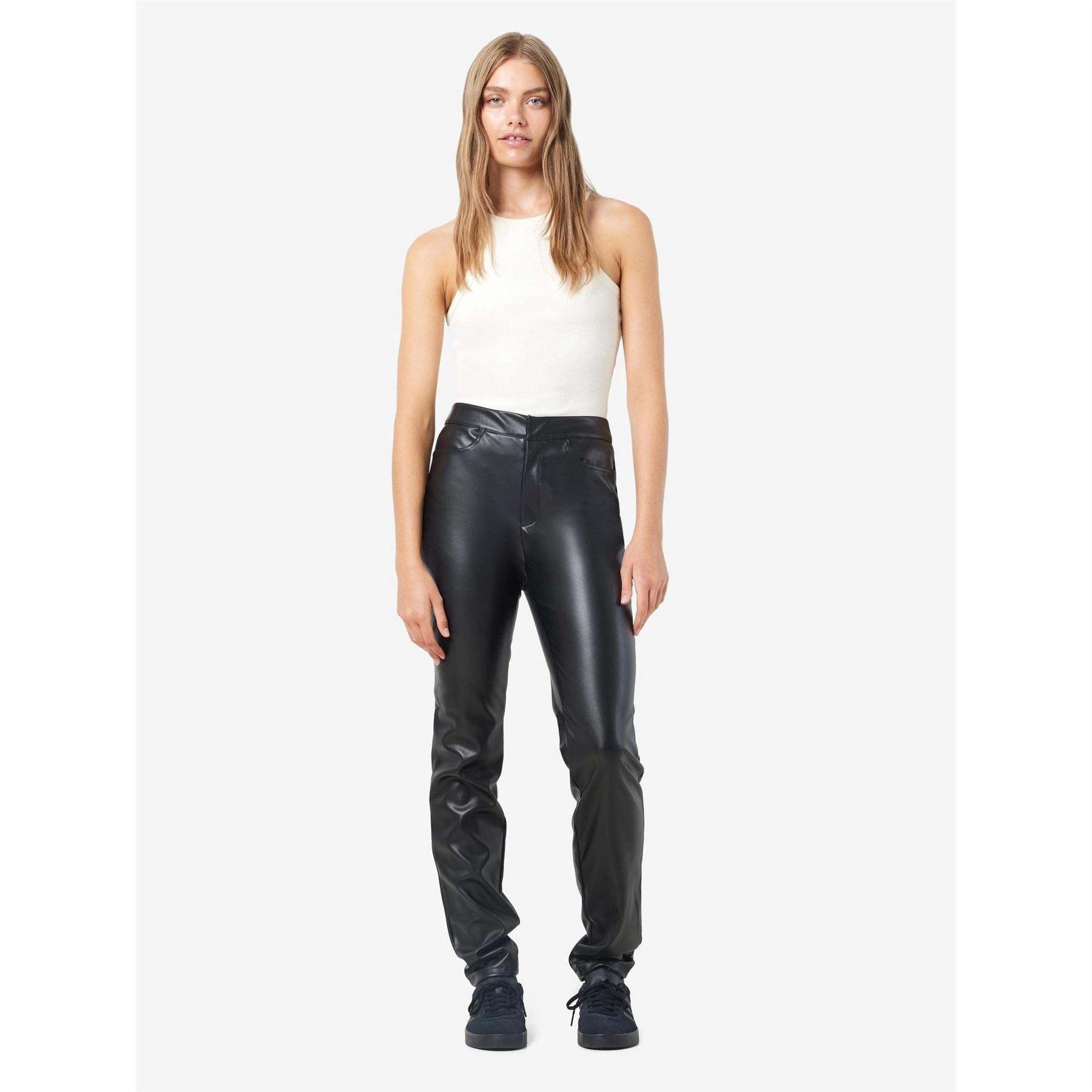 Noisy May Faux Leather Ankle Trousers