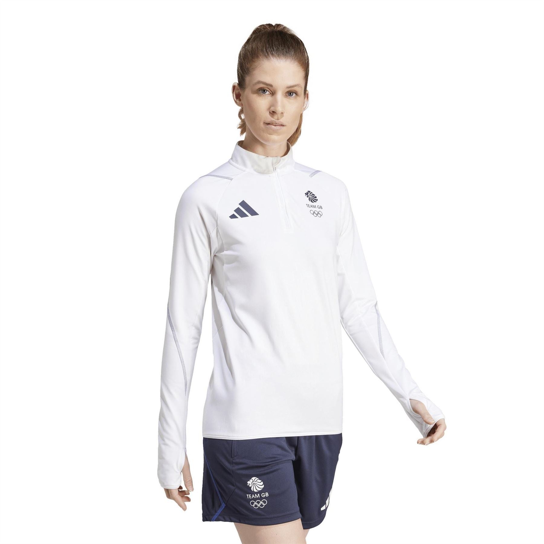 adidas Team GB Funnel Neck Long Sleeve Athletic Top