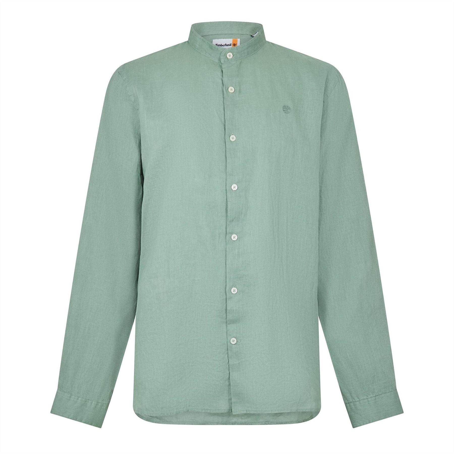 Timberland Linen Korean Collar Long Sleeve Oxford Shirt