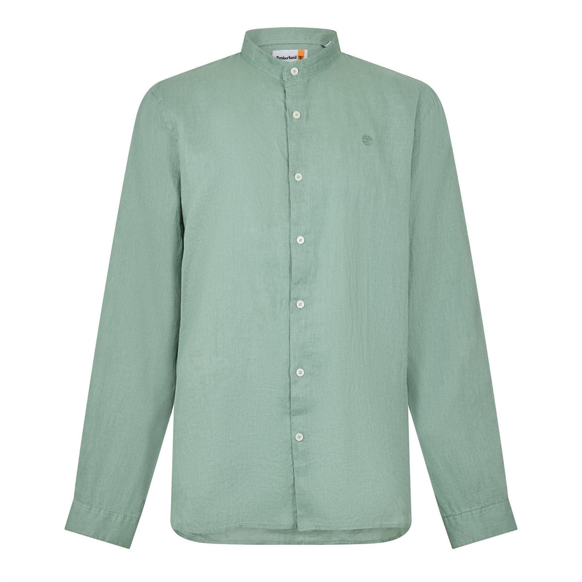Timberland Linen Korean Collar Long Sleeve Oxford Shirt