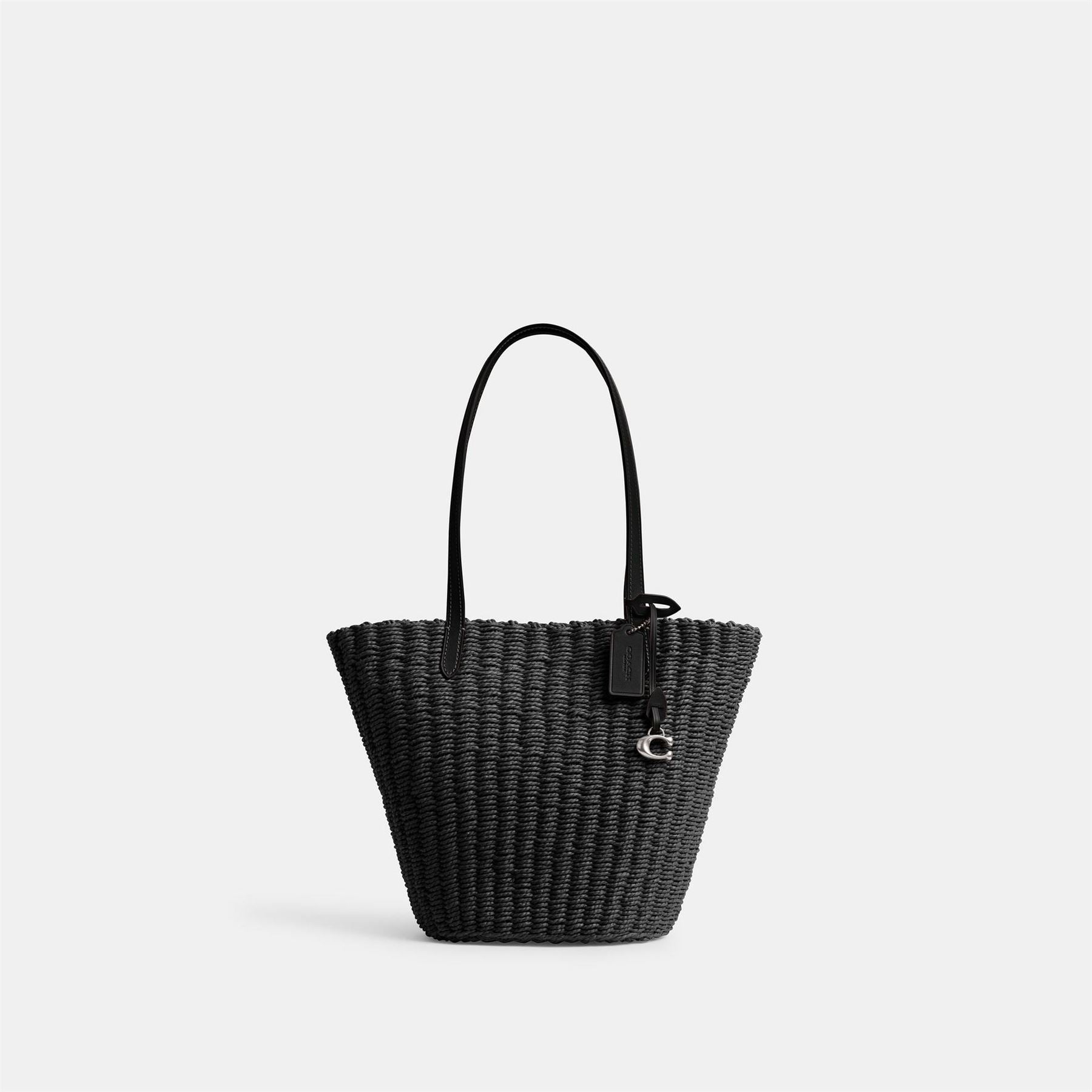 Coach S Straw Ribbed Tote with Detachable Strap