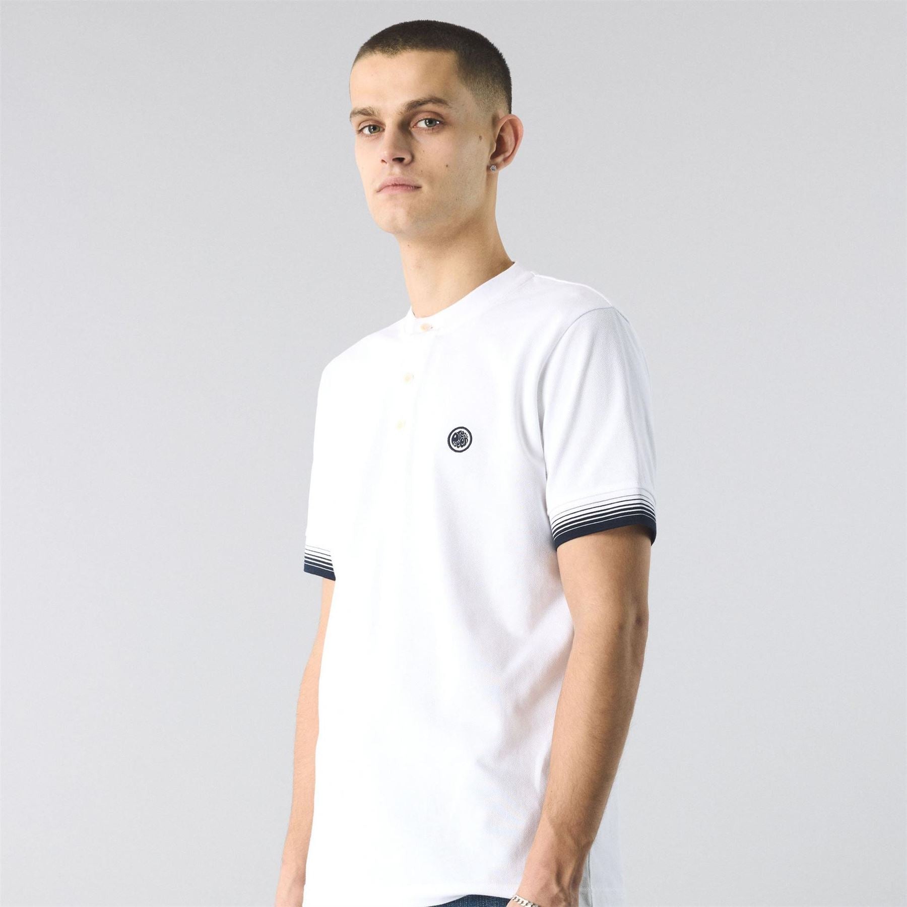 Pretty Green Gradient Grandad Regular Fit T-Shirt