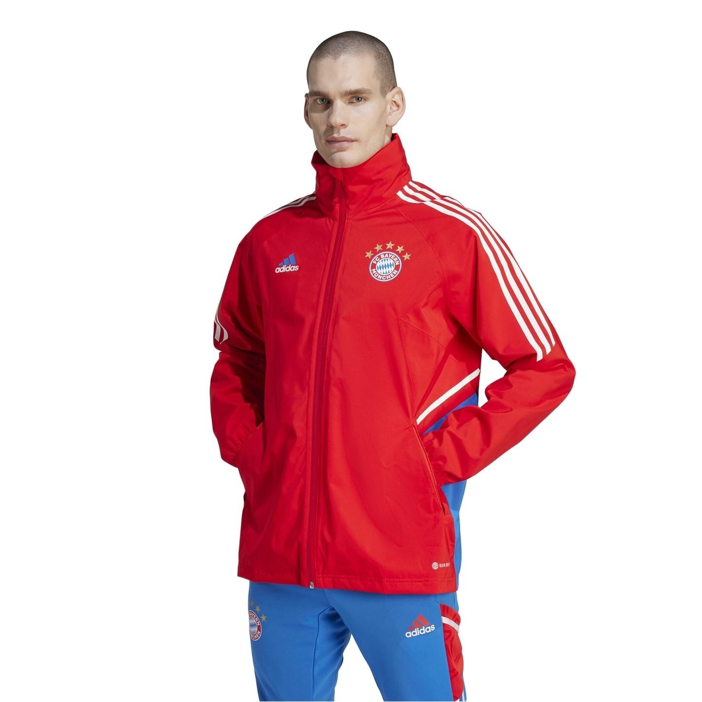 adidas FC Barcelona Full Zipper Rain Jacket with Side Stripes