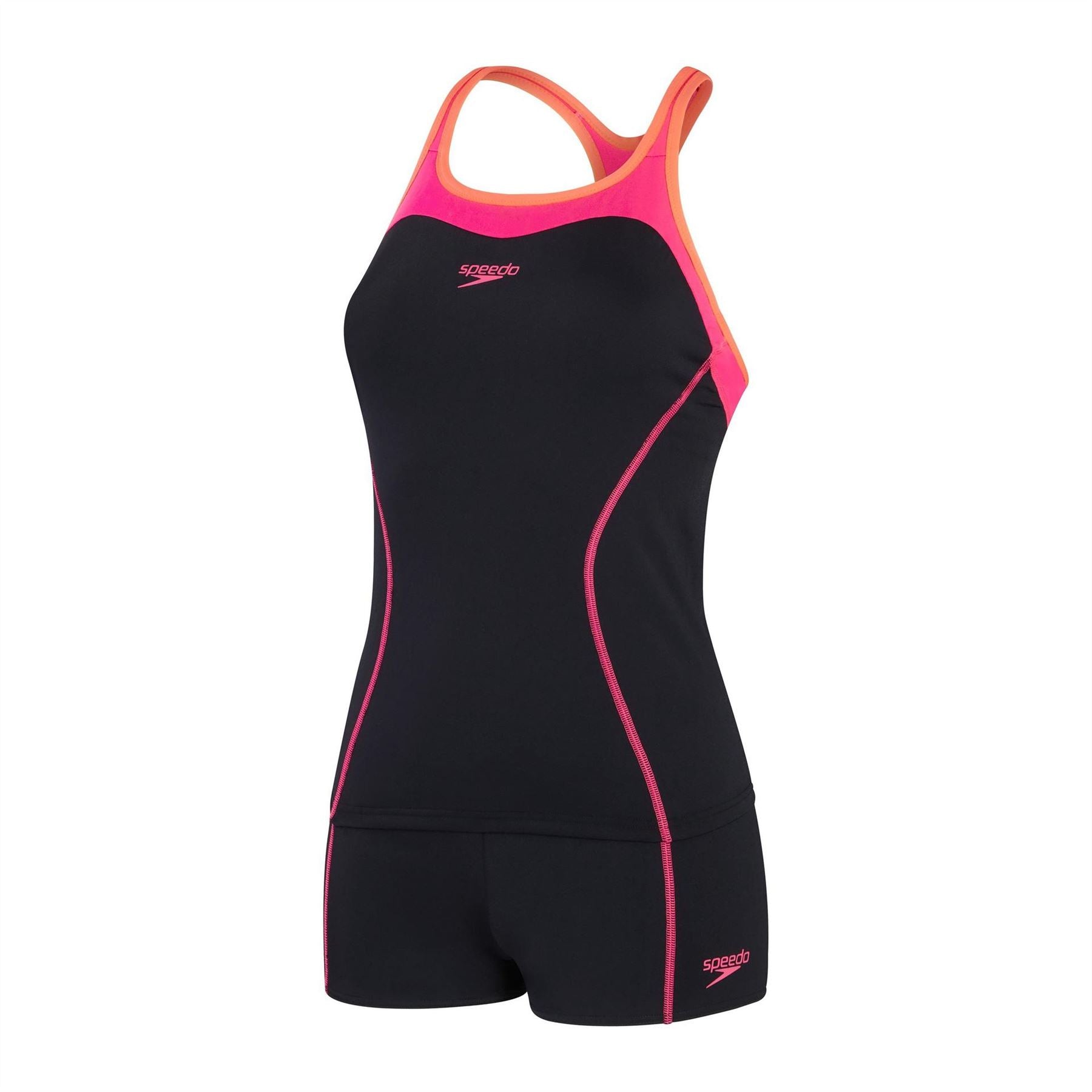 Speedo Solid Patterned Halter Neck Tankini Swimsuit