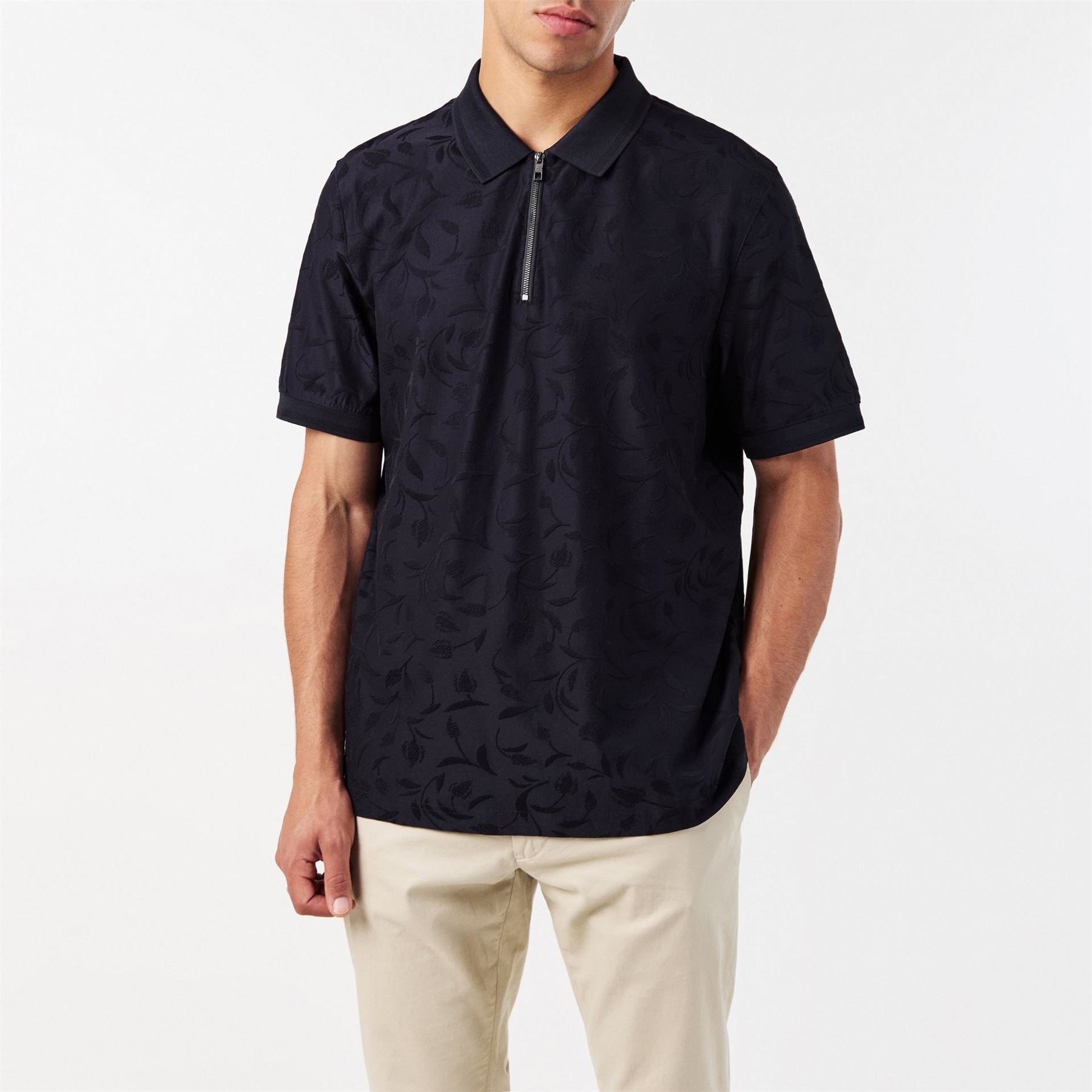 Ted Baker Regular Fit Half Zipper  Short Sleeve Shirt
