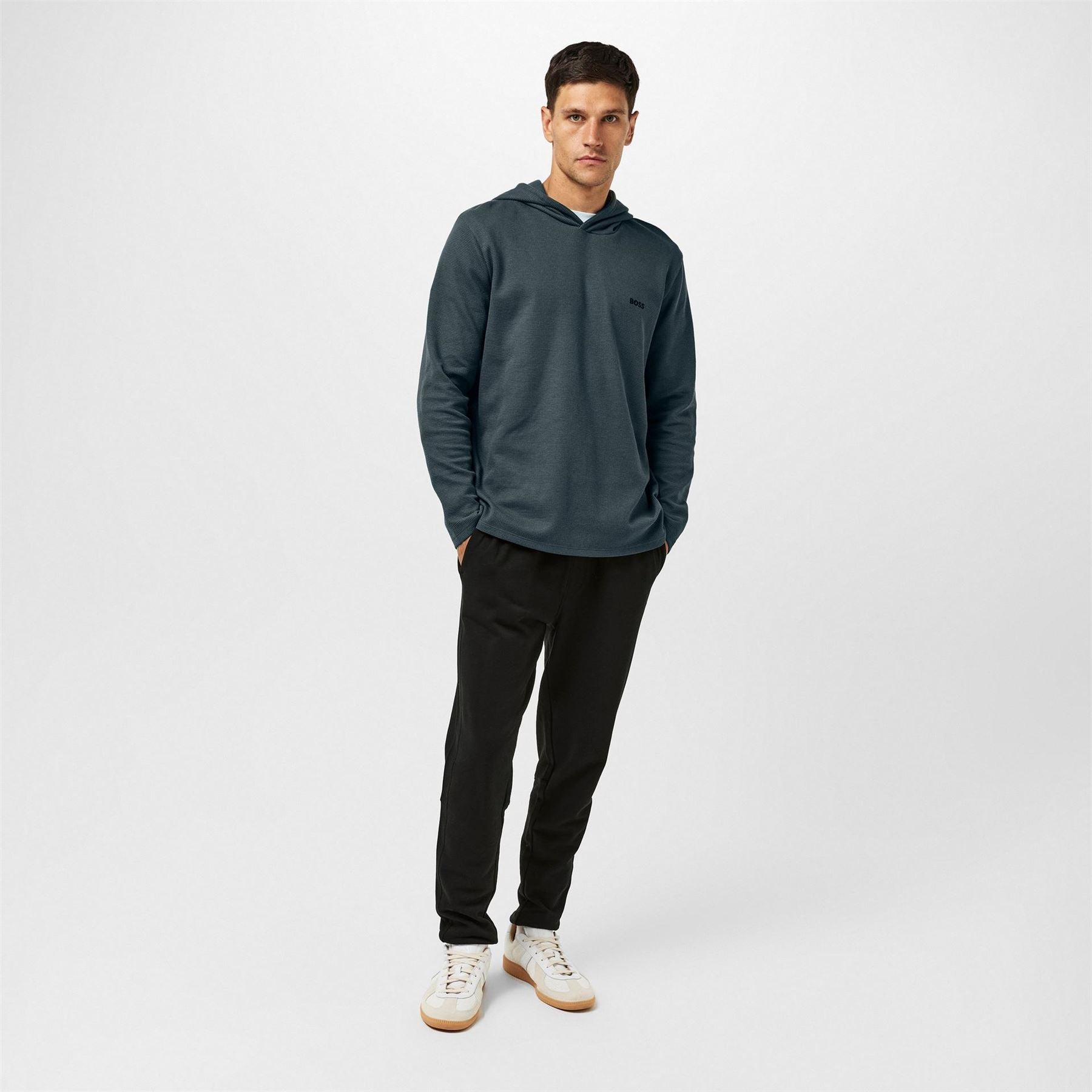 Boss BOSS Bodywear Waffle Loungewear Hoodie with Logo Detail