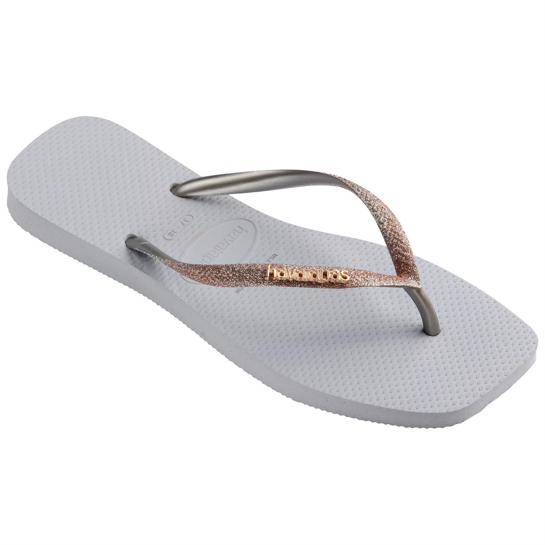 Havaianas Womens Hav. Square Glitter Ice Grey 39 40 Flip Flops