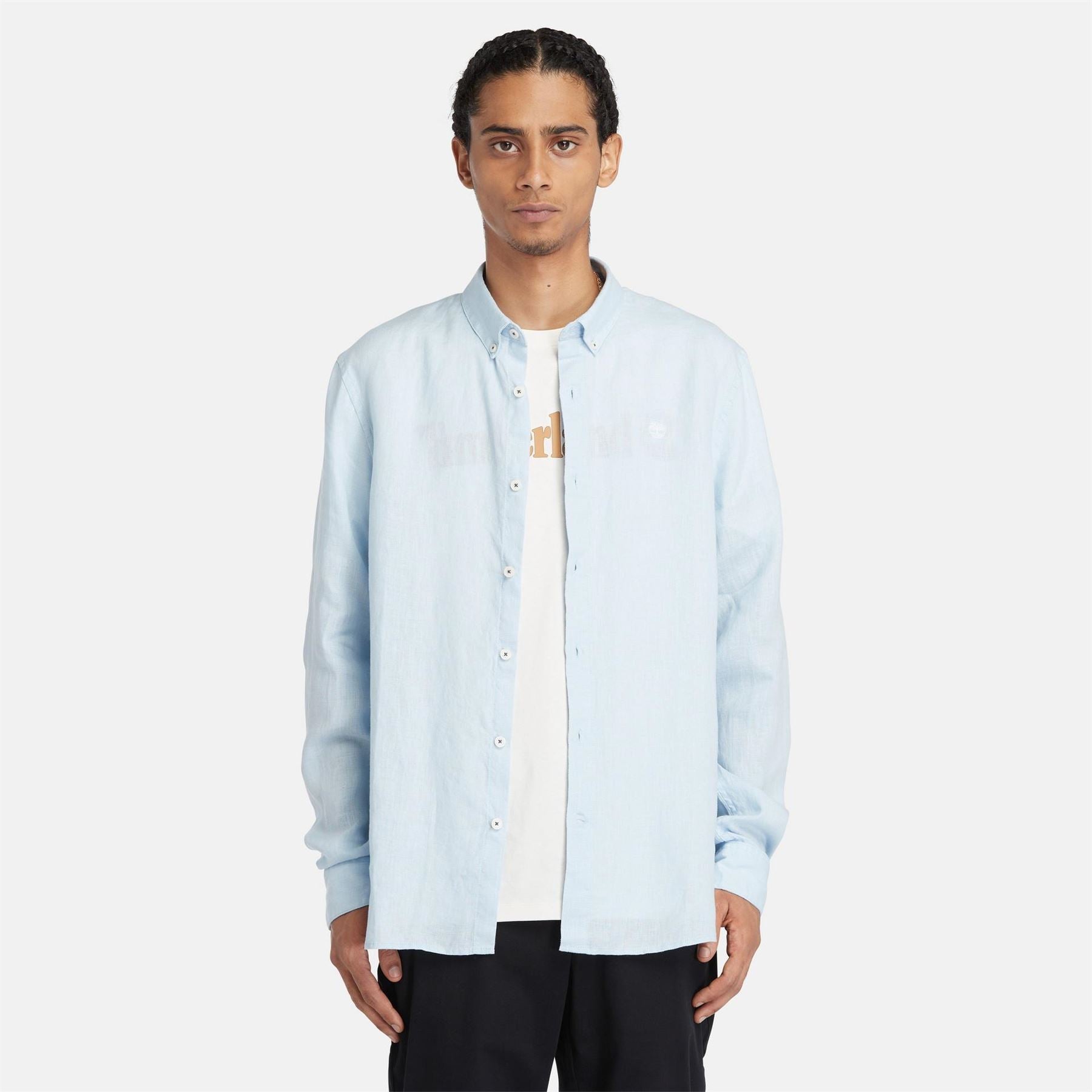 Timberland Mill Brook Linen Leaf Green Long Sleeve Plain Shirt