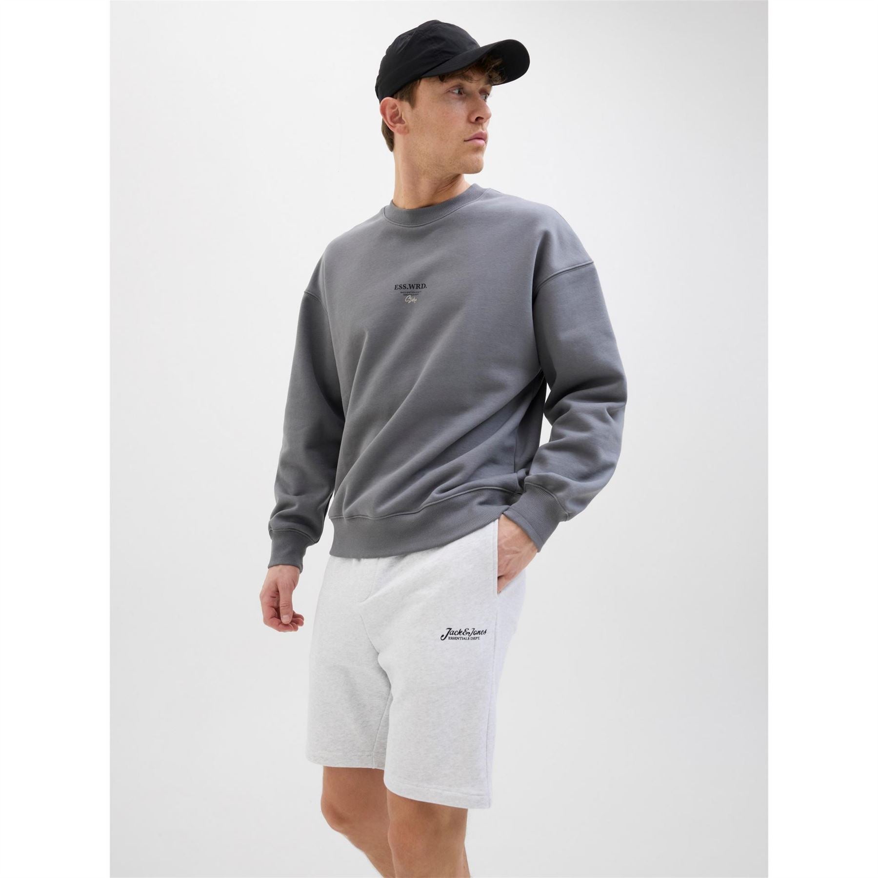 Jack and Jones Solid Bermuda Sweat Shorts with Elasticated Waistband