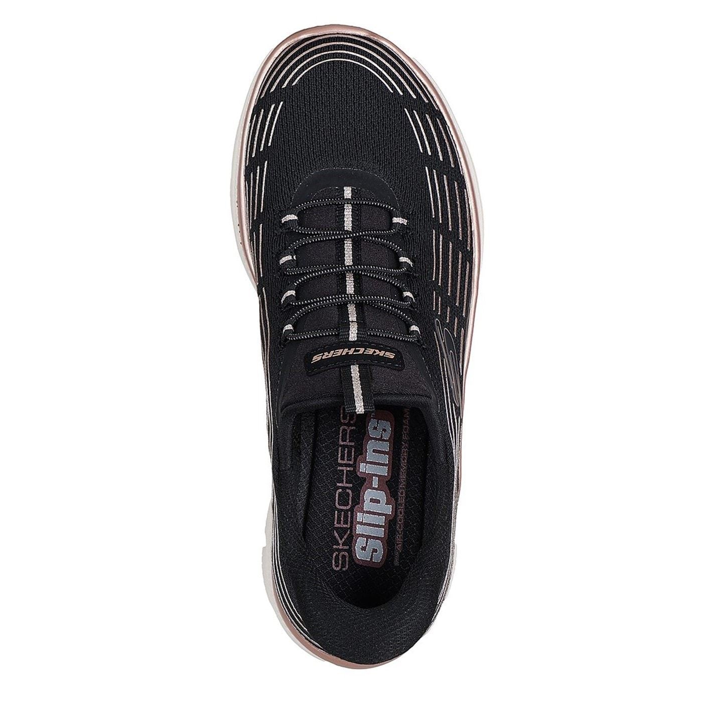 Skechers Womens Mesh Bungee Glitter 3d Print Integr Slip On Trainers