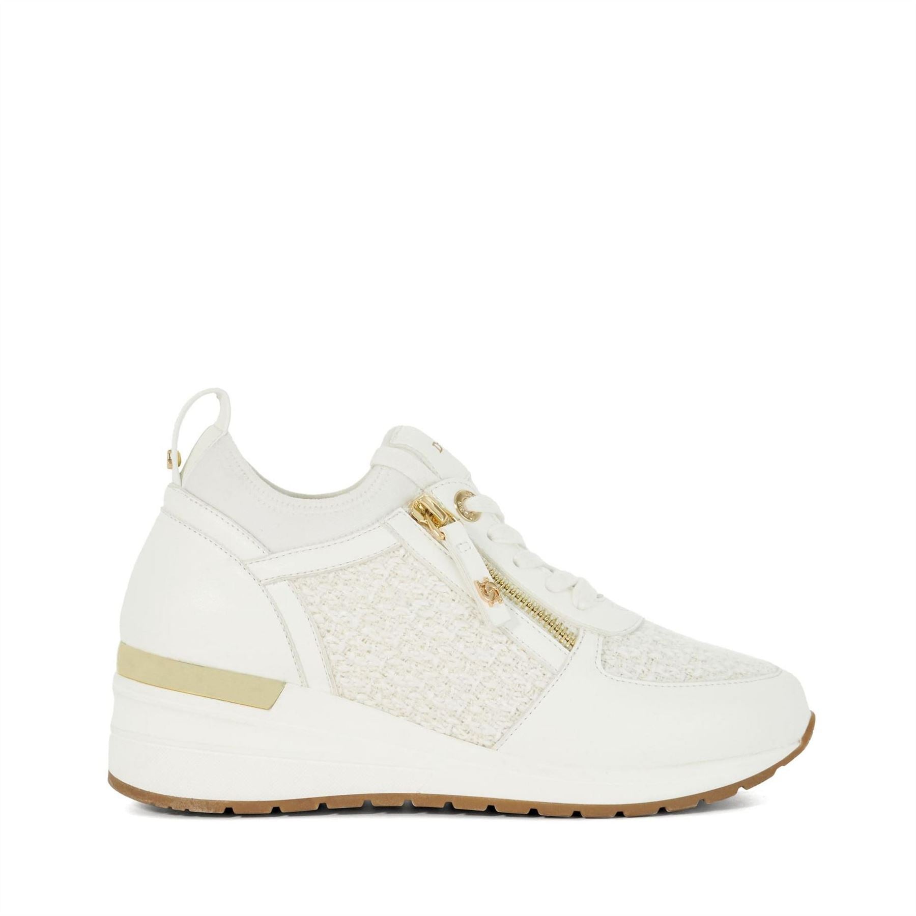 Dune London Textured Lace-Up Wedge Sneakers