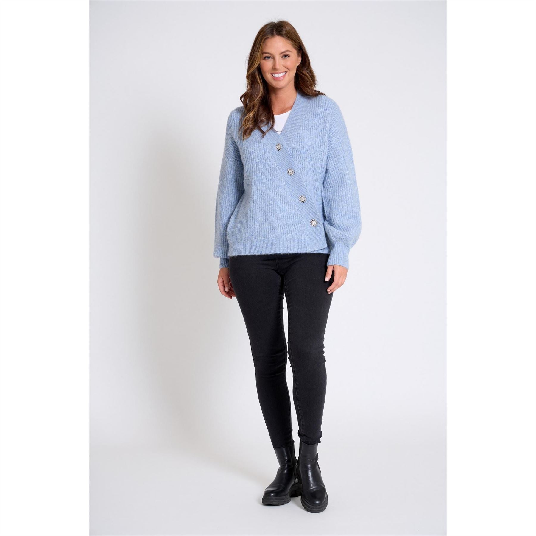 Be You Asymmetrical V-Neck Long Sleeve Sweater