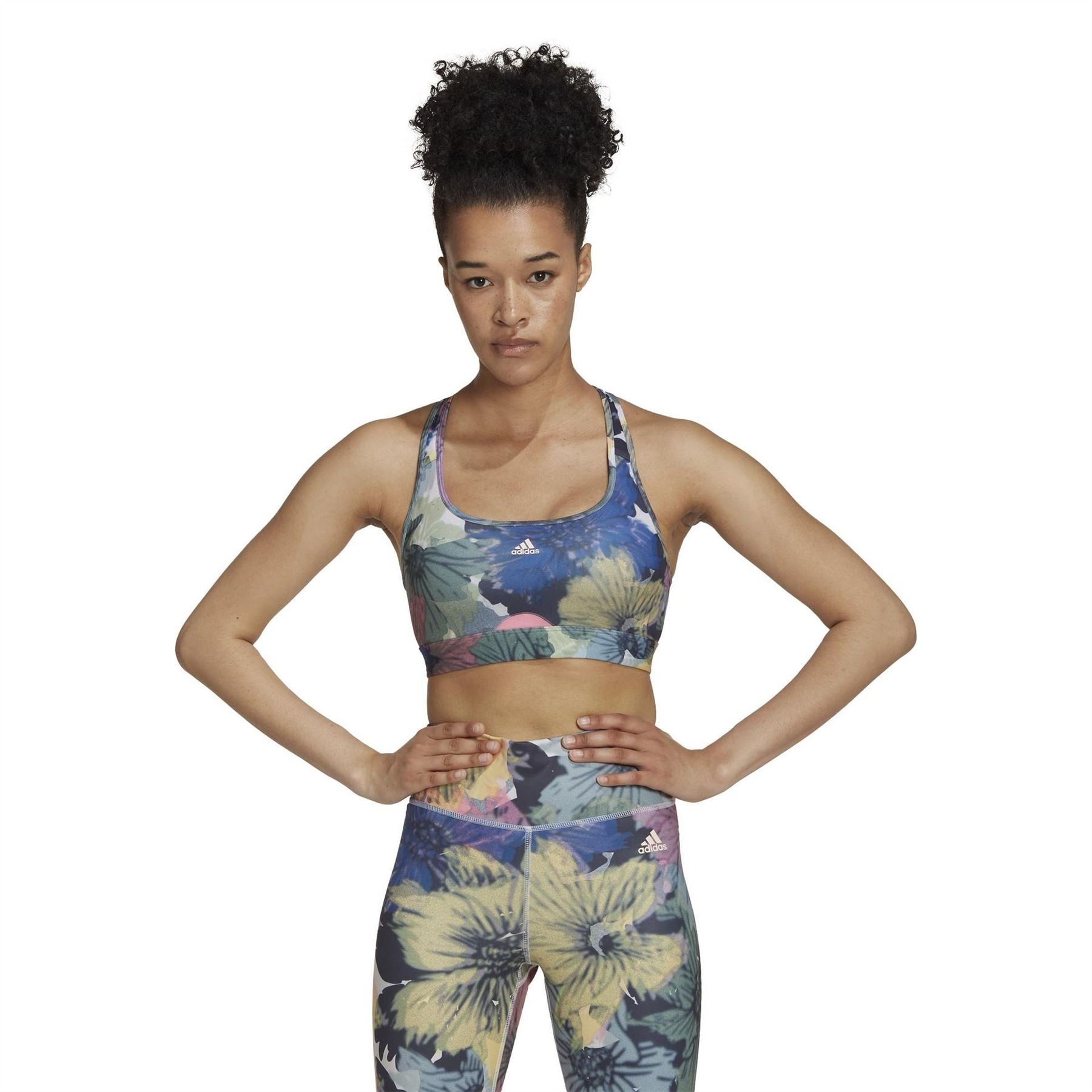 adidas Powerreact Training Medium Support Allover Print Bra