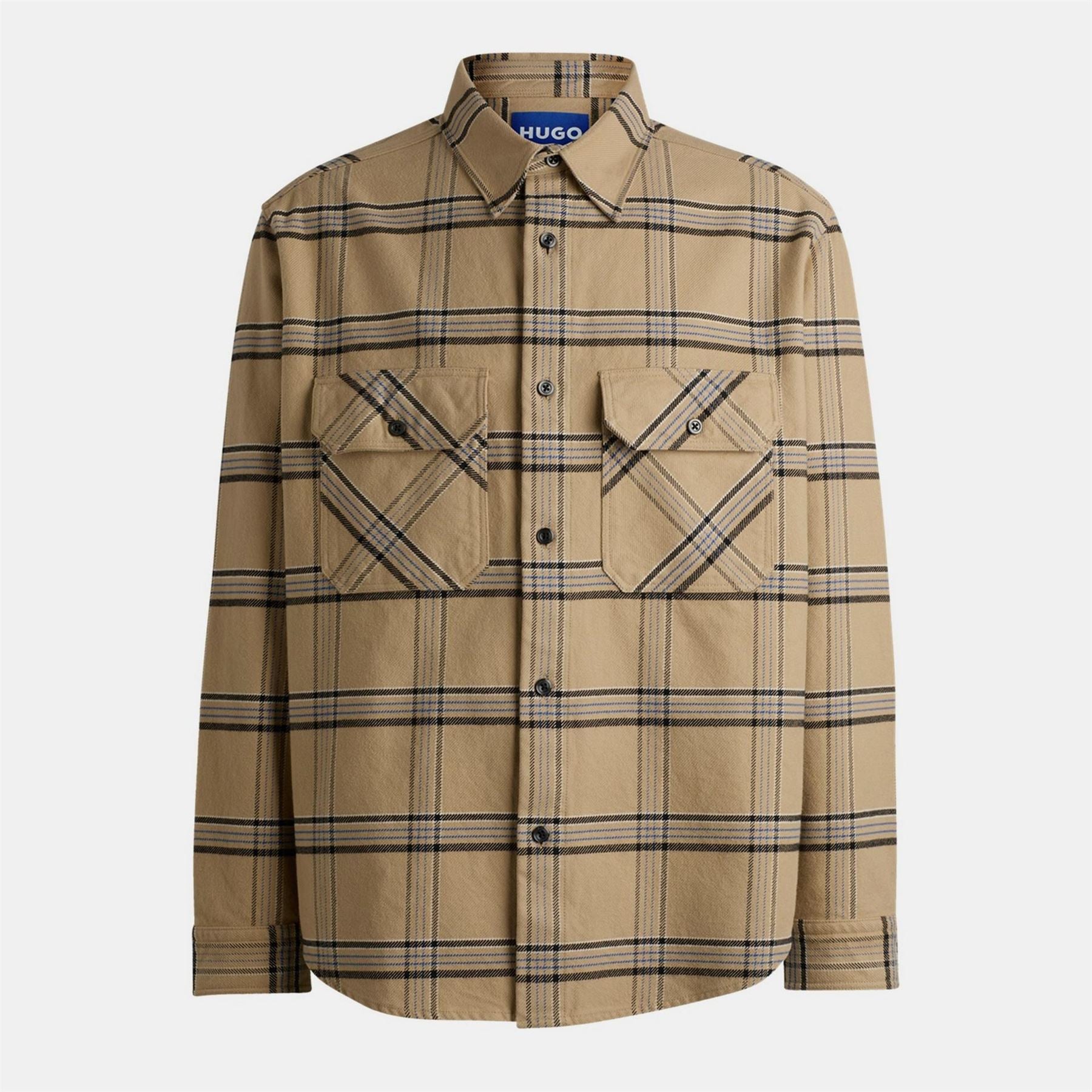 Hugo Oversized Check Cotton Long Sleeve Overshirt