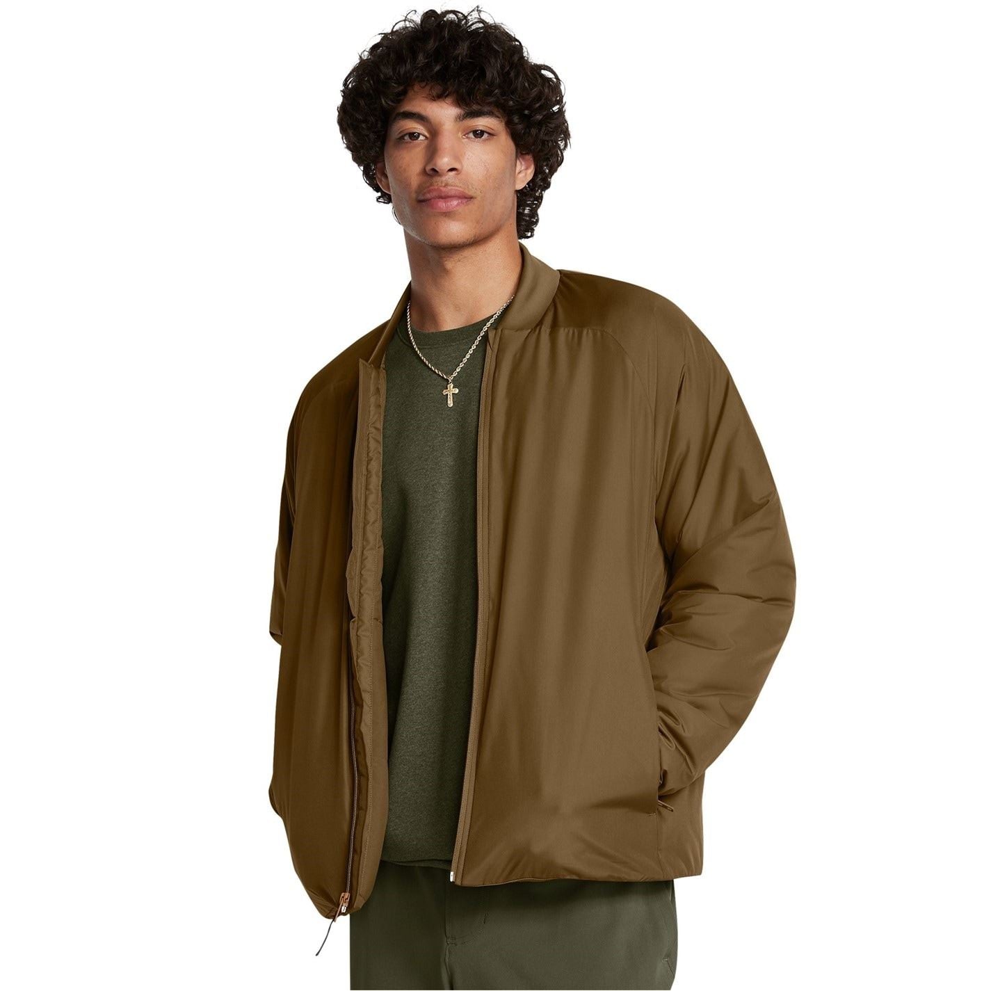 Under Armour Solid Patterned Ribbed Cuff Bomber Collar Bomber Jacket
