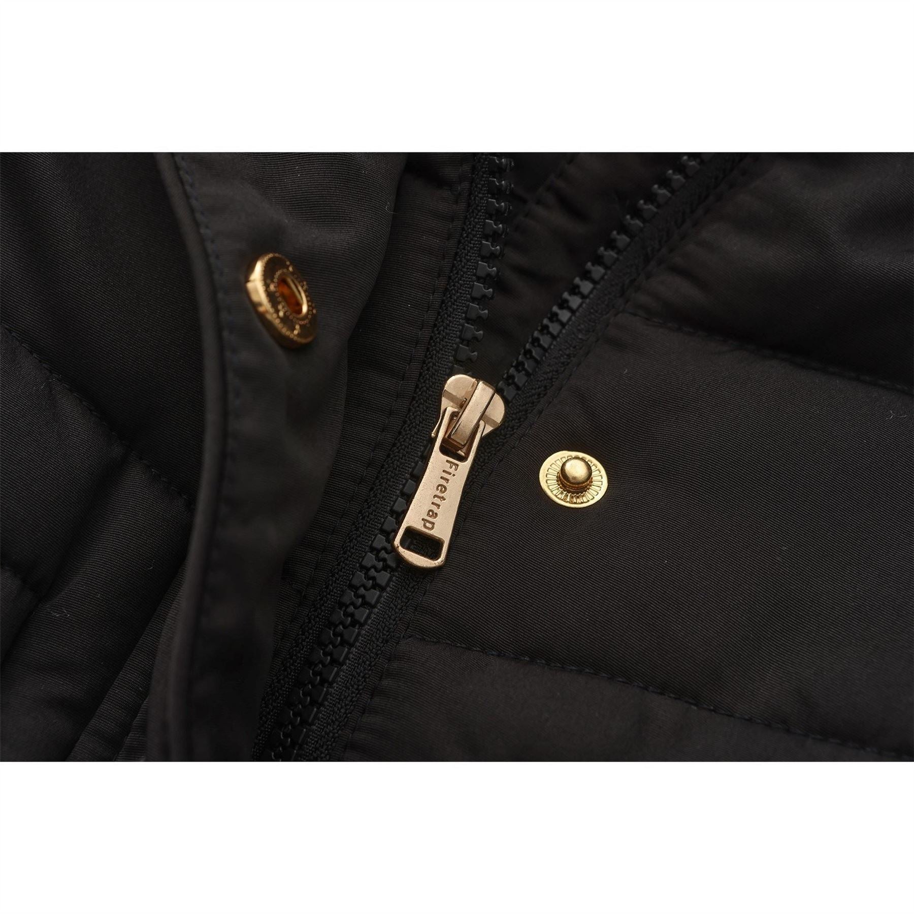 Firetrap Faux Fur Trim Detachable Hood Long Sleeve Short Puffer Jacket
