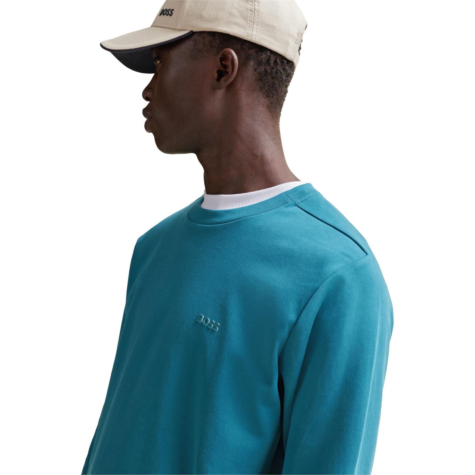 Boss Crew Neck Ribbed Collar Raglan Sleeve Sweatshirt