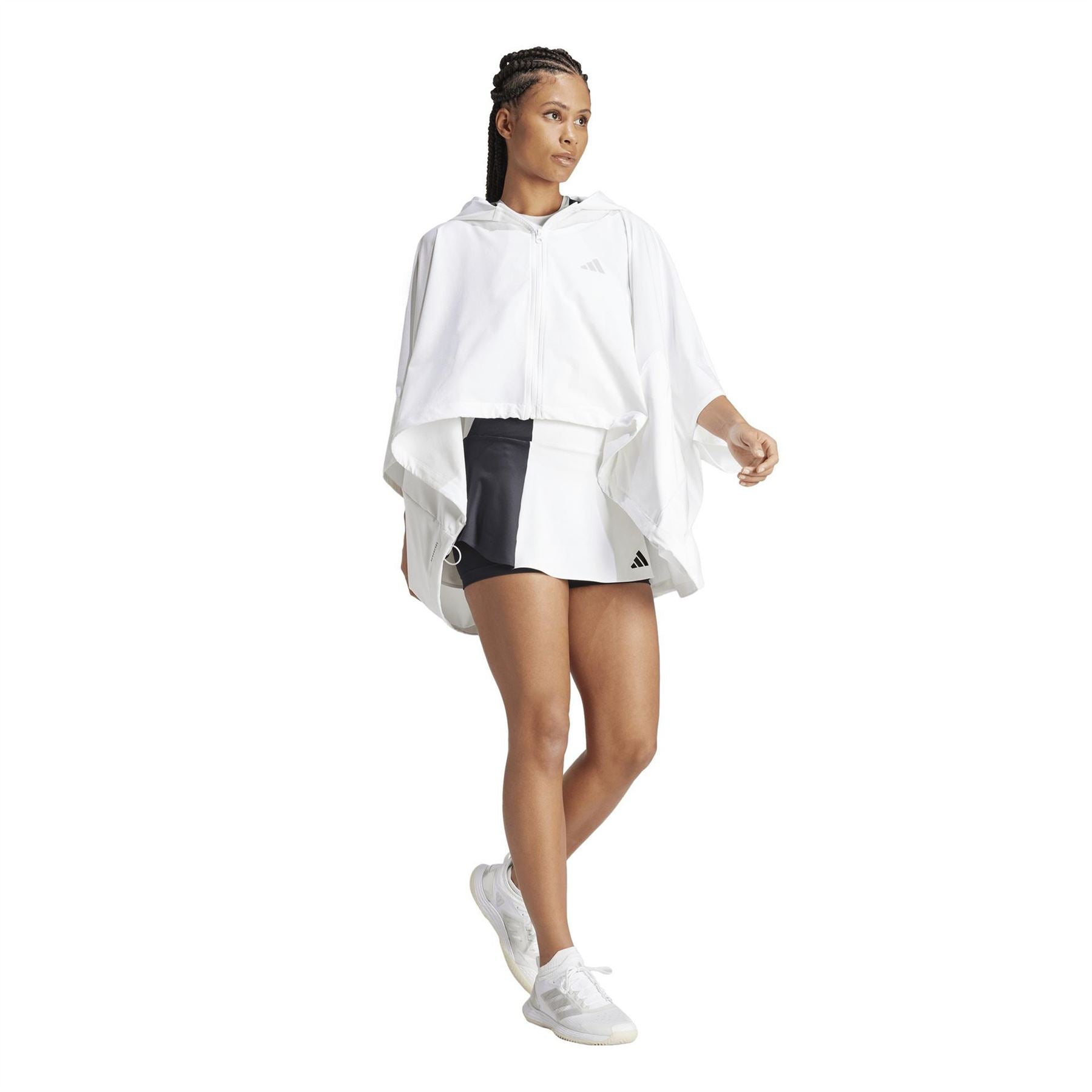 adidas Solid Patterned Drawstring Zipped Pocket Poncho