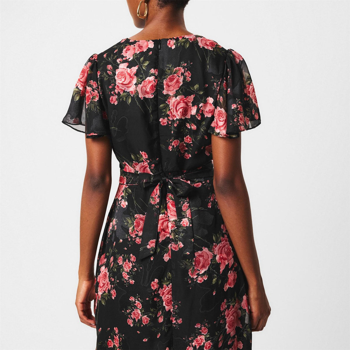 Mela London Rose Print Midi Wrap Dress