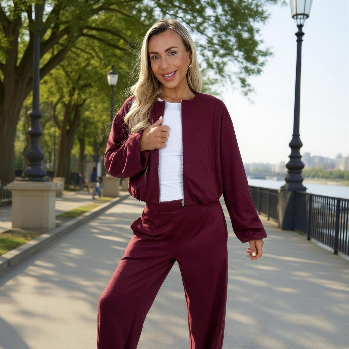 AX Paris Bubble Hem Cropped Bomber Jacket