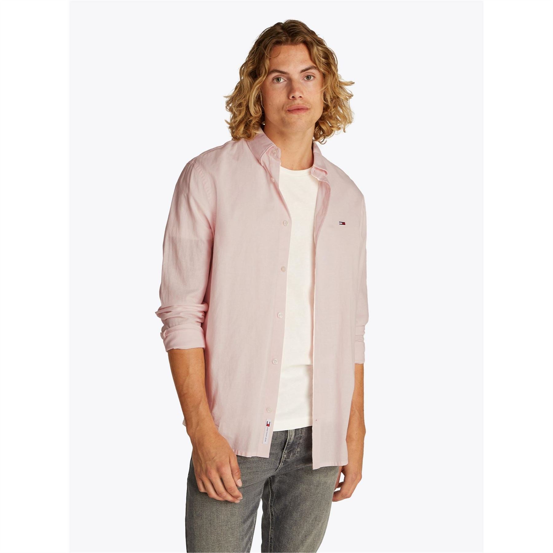 Tommy Jeans Regular Fit Collared Neck Long Sleeve Shirt