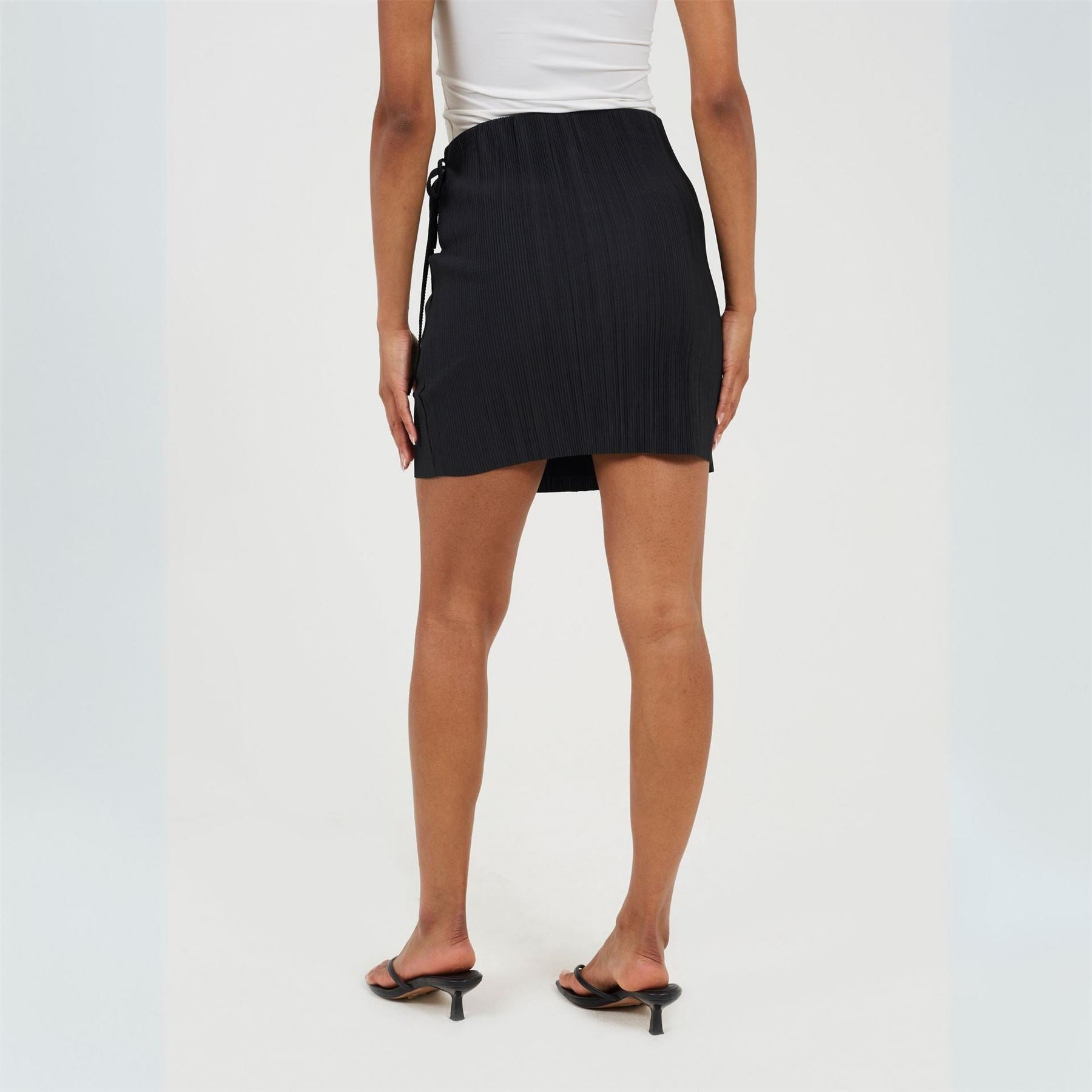 Brave Soul Womens Side Tie Plisse Mini Skirt