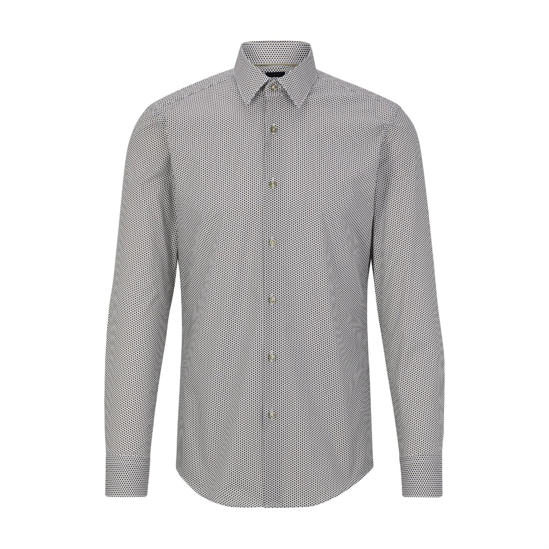 Boss Collared Neck Point Collar Long Sleeve Slim Fit Shirt