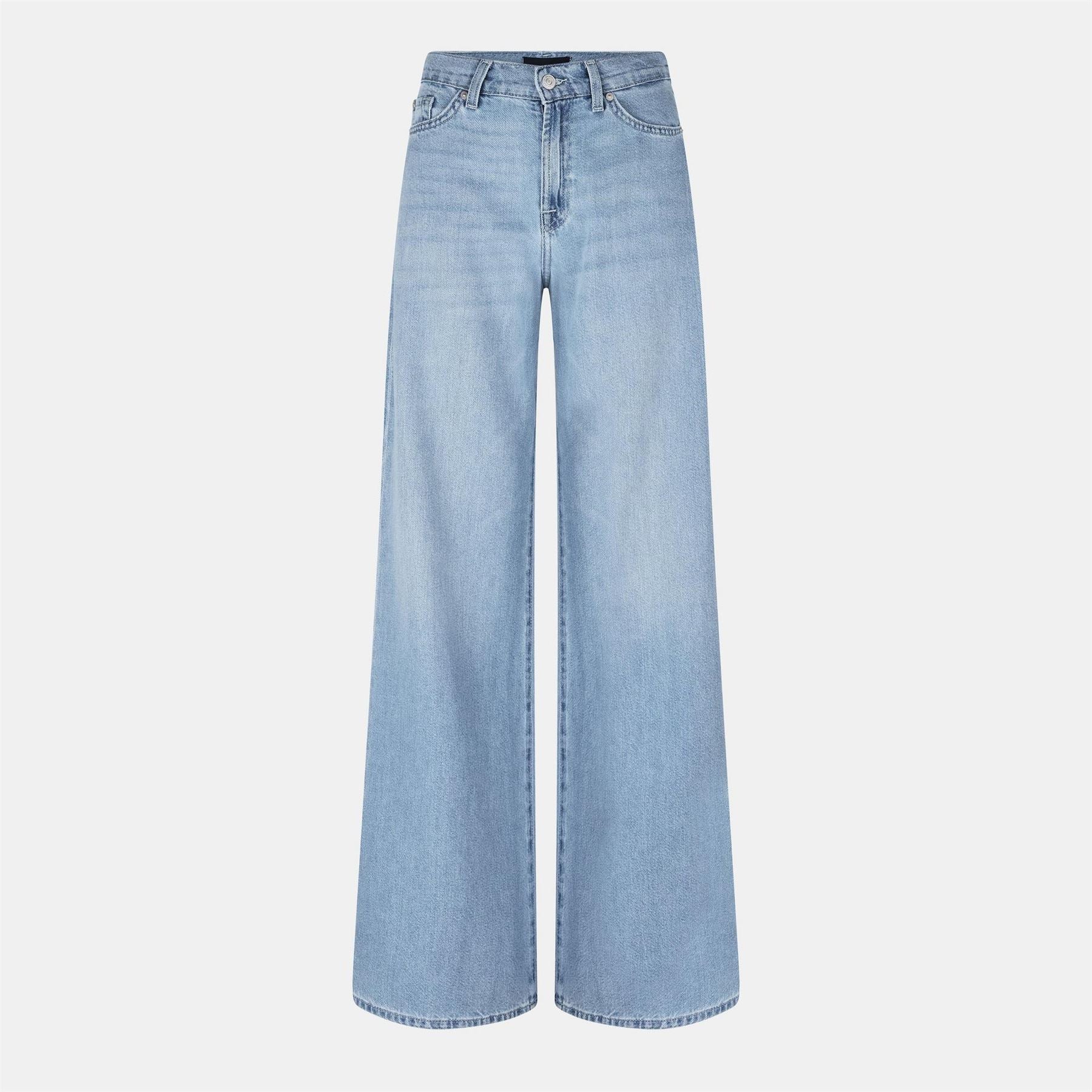7 For All Mankind Lotta Light Wash Patterned Wide Leg Jeans