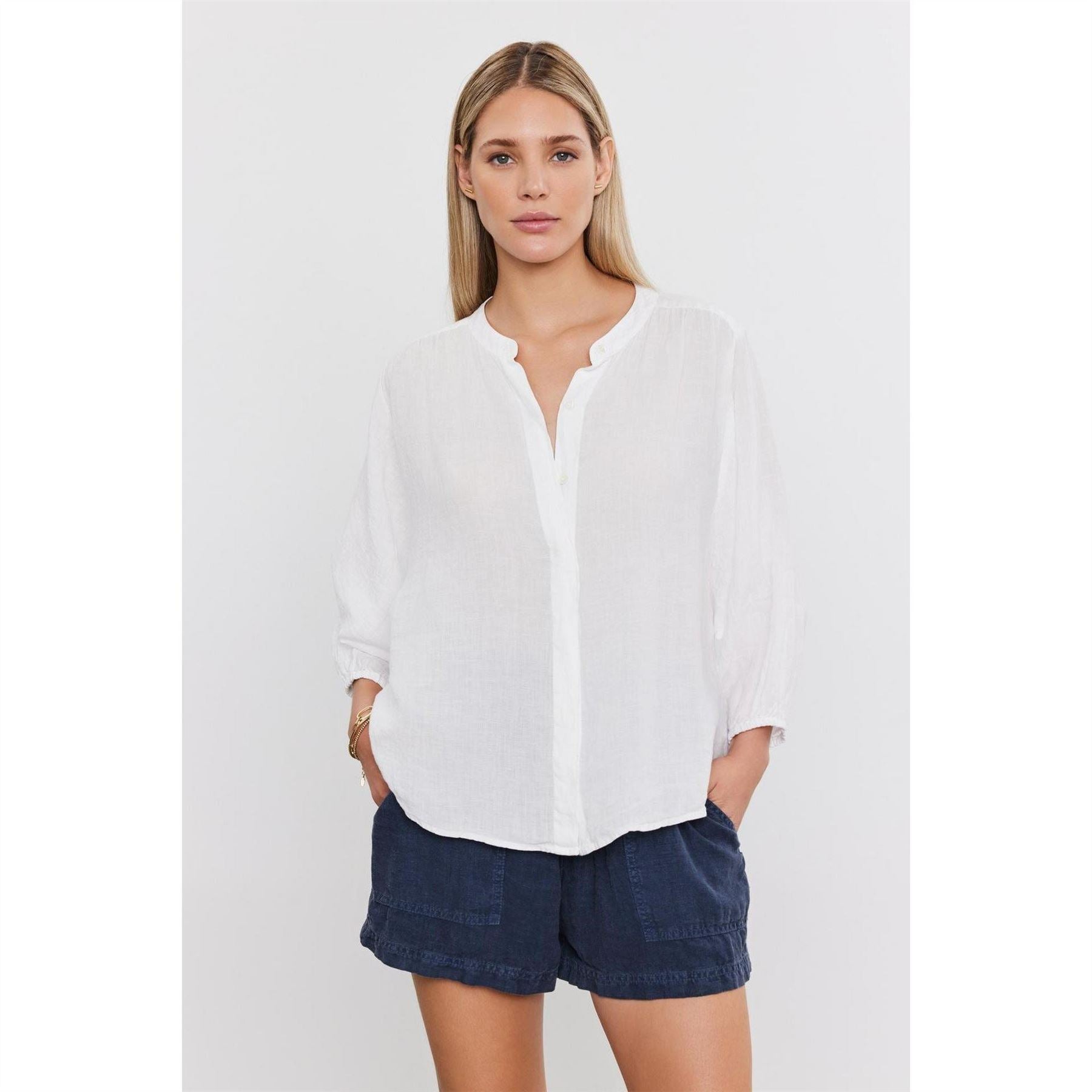 Velvet by Graham and Spencer Regular Fit Band Collar Shirt