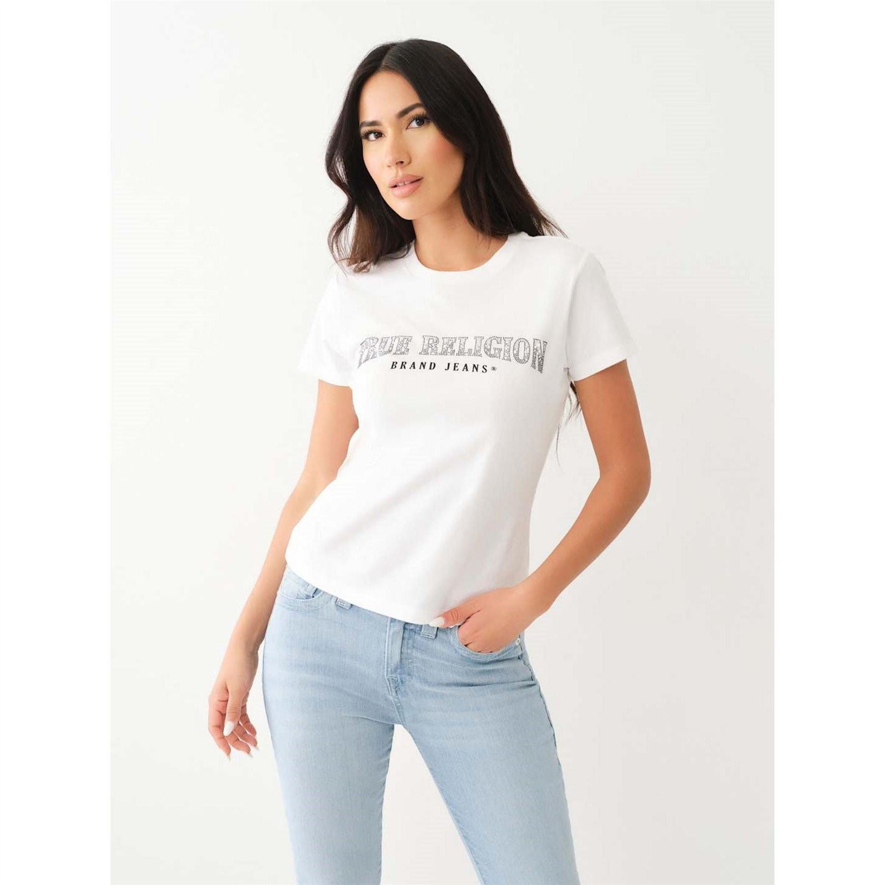 True Religion Regular Fit Lettering Crew Neck T-Shirt