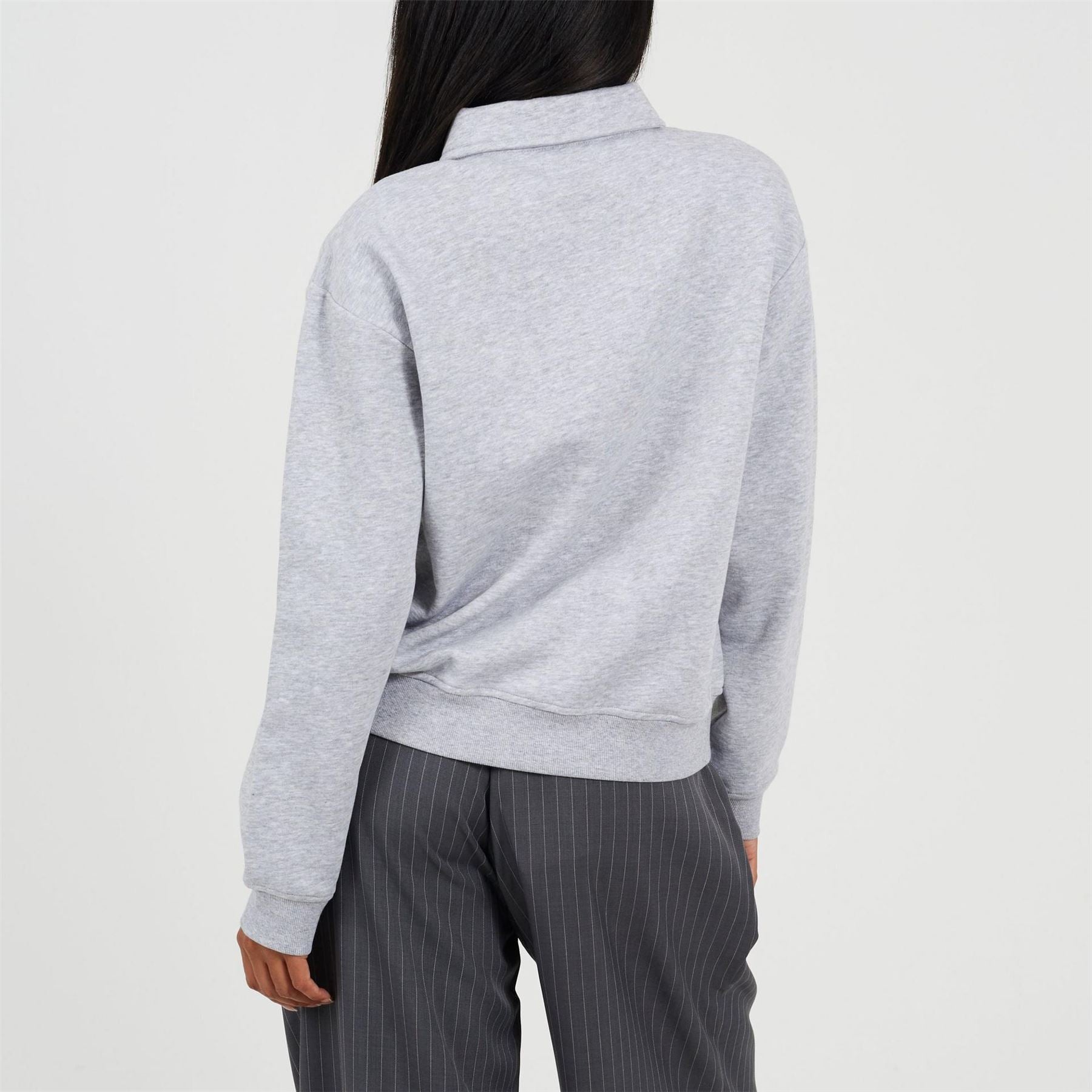 Brave Soul Womens Quarter Button Down Sweatshirt With Collar