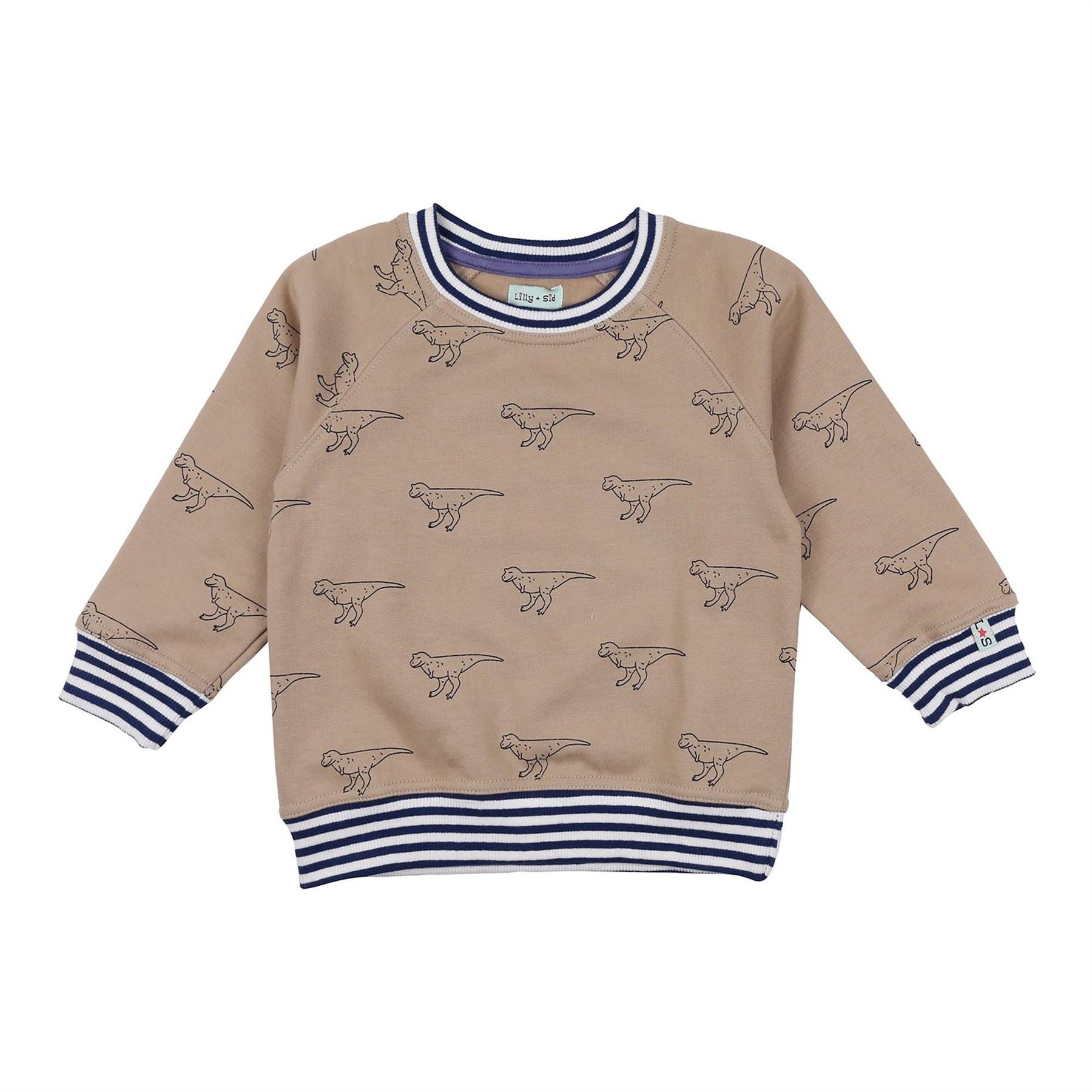 Lilly and Sid Dinosaur Print Crew Sweatshirt
