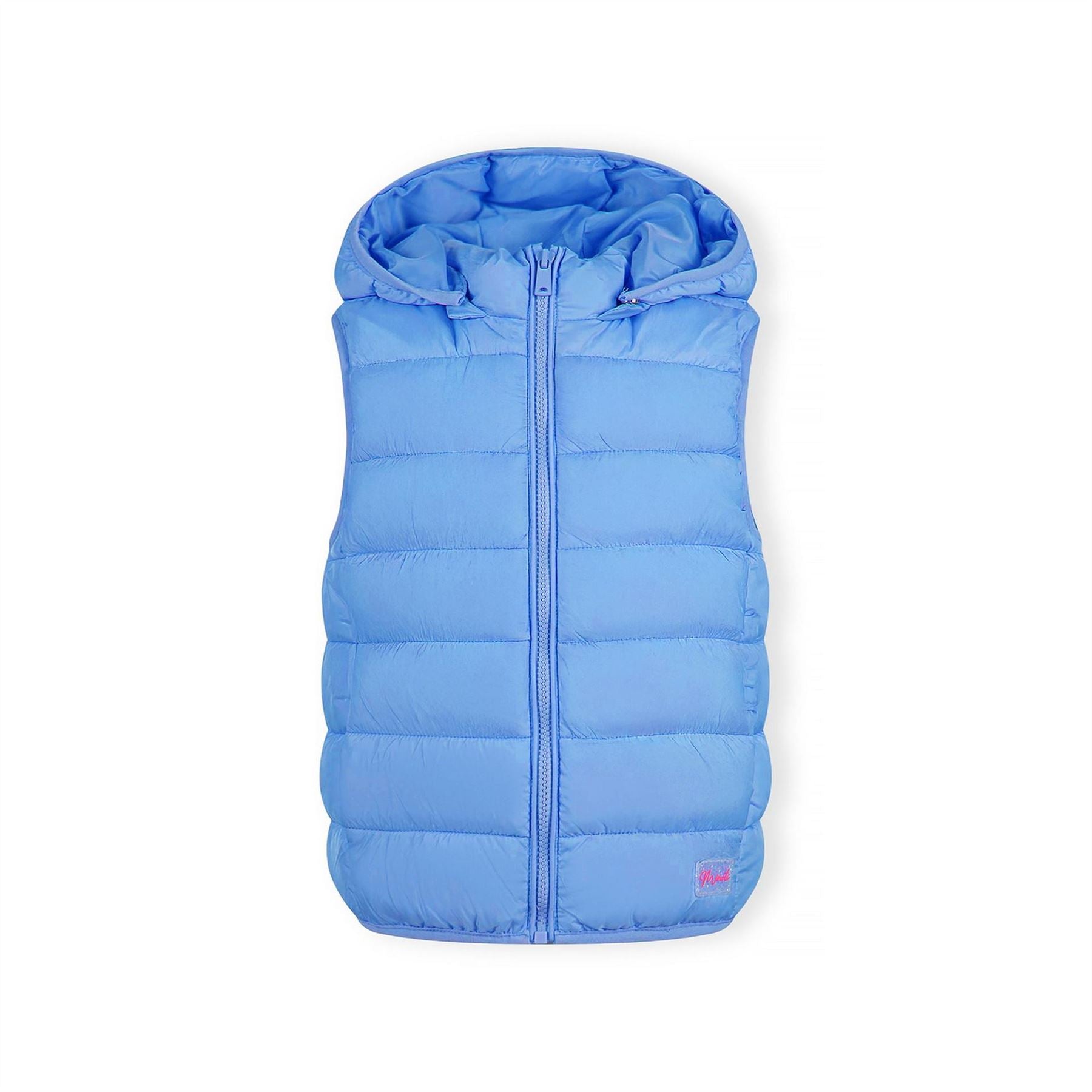 Minoti Girls Quilted Gilet With Full Zip And Detachable Hood Light Blue