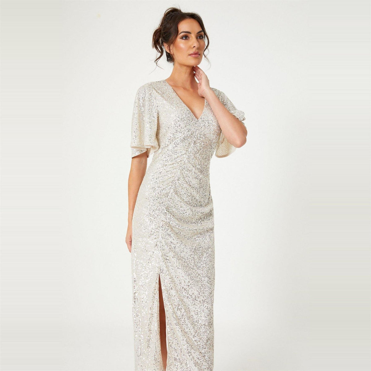 Be You Sequin V Neck Midi Dress