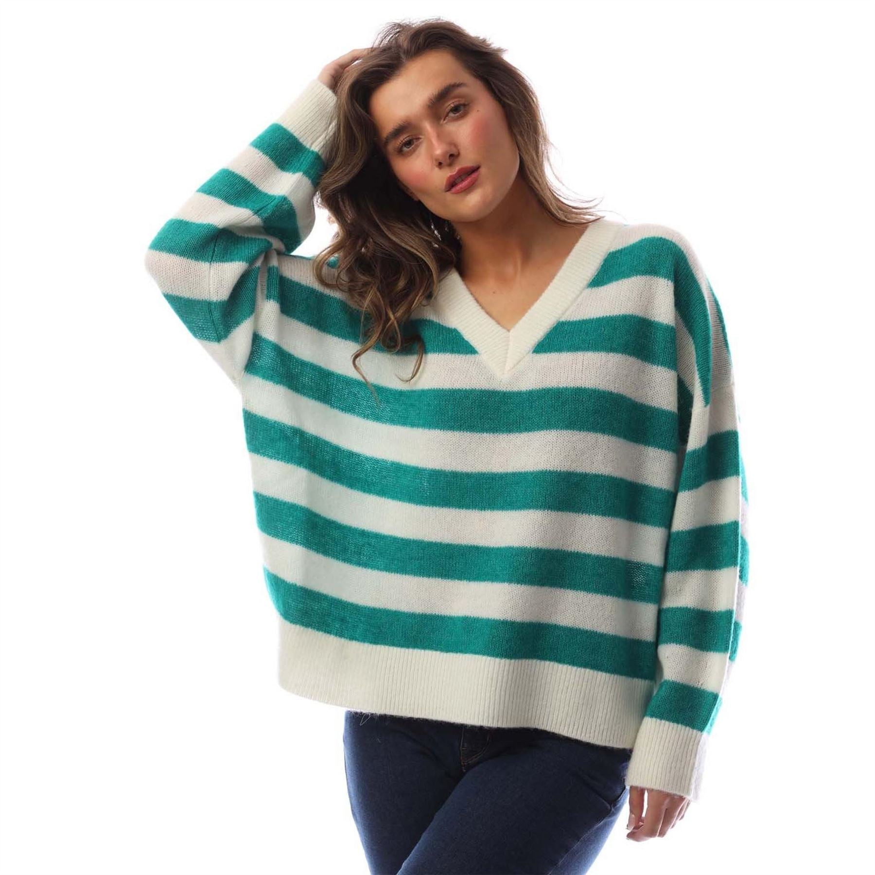 Boss V-Neck Drop Shoulder Long Sleeve Relaxed Fit Sweater
