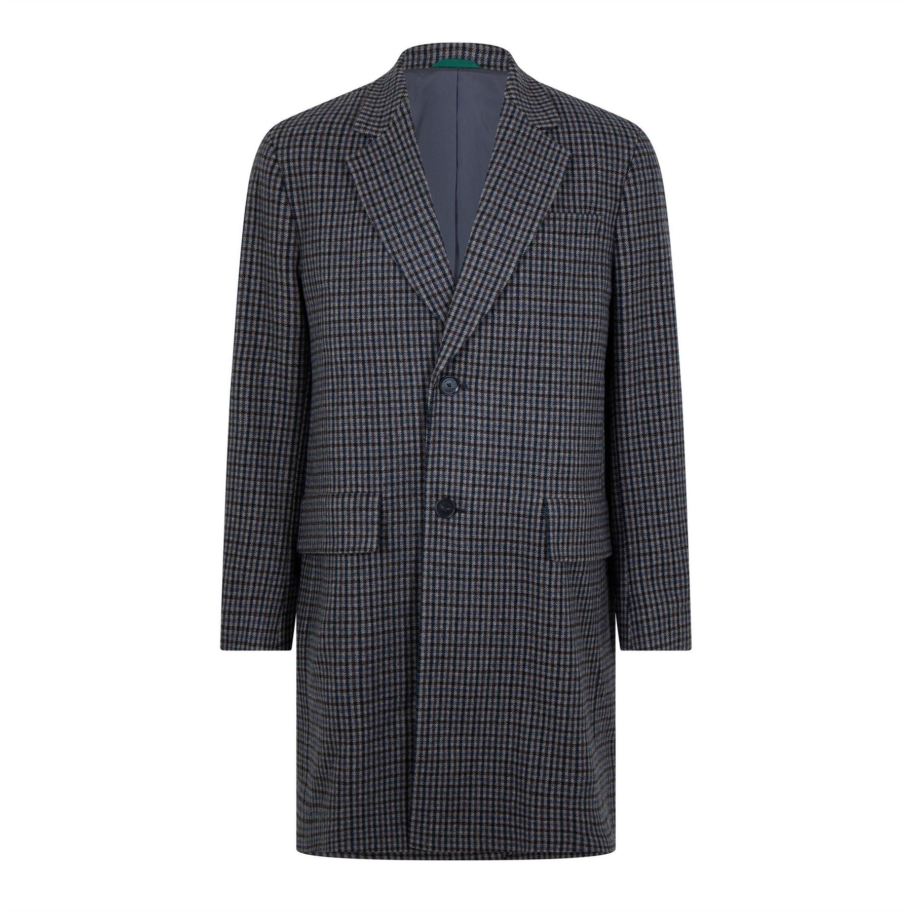 Lacoste Lapel Check Pattern Long Sleeve Knee Length Trench Coat