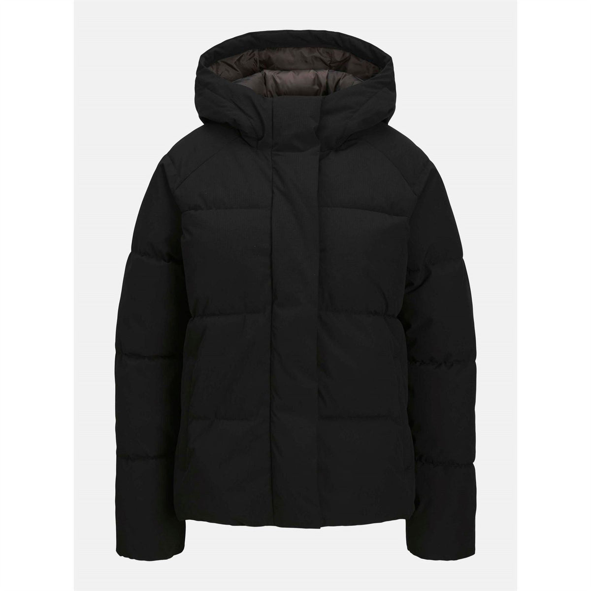 JJXX Womens Global Solid Patterned Hooded Snap Button Puffer Jacket