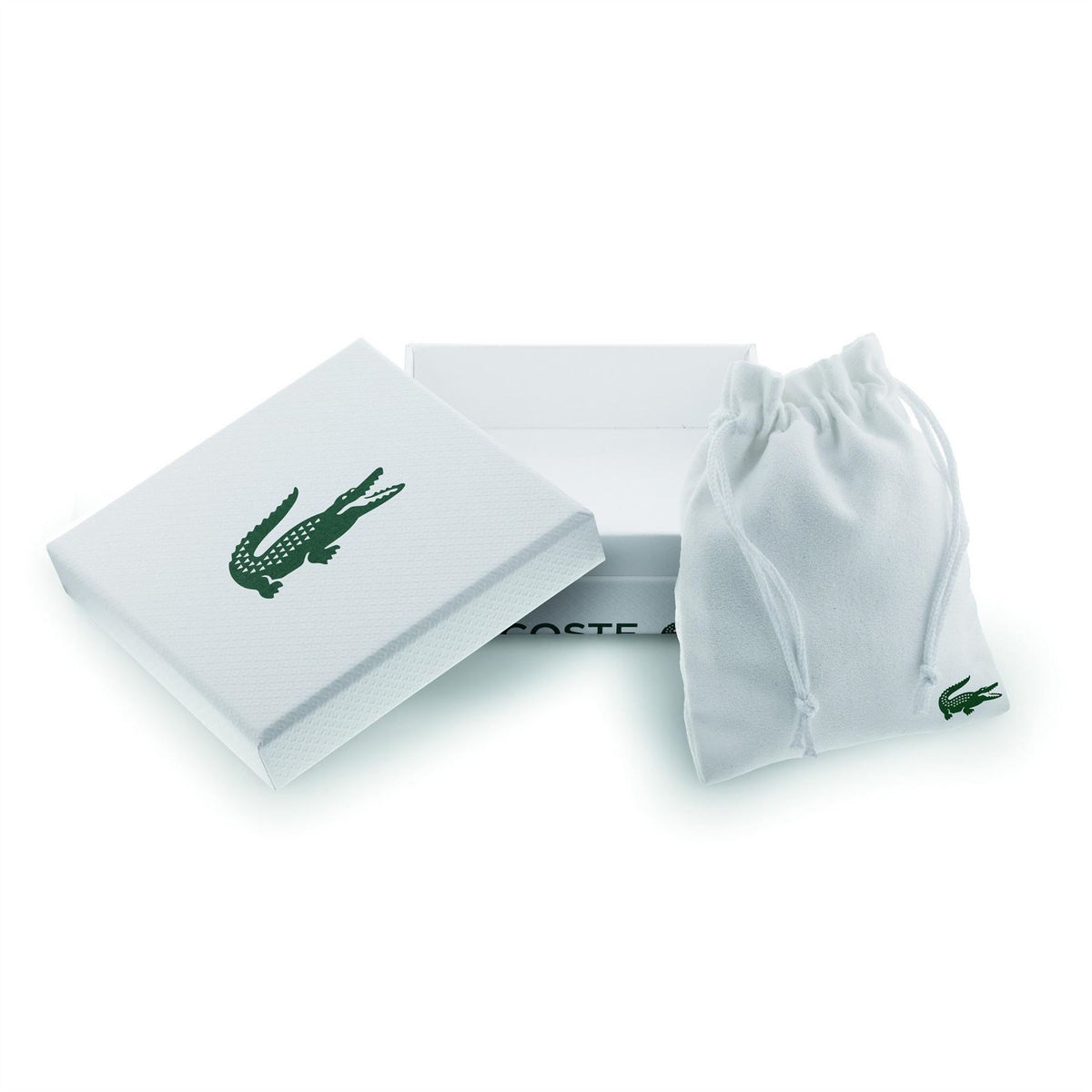 Lacoste Mens Stencil Gold Ip And Green Enamel Crocodile Bracelet