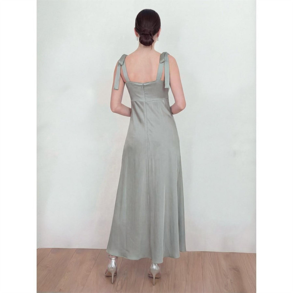Maya Deluxe Tie Shoulder Satin Maxi Bridesmaid Dress